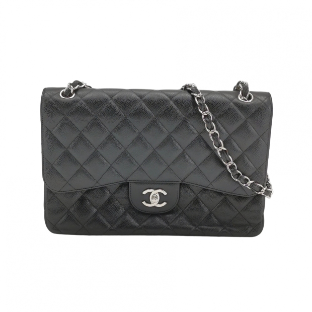 Chanel Classic Double Flap Bag Quilted Caviar Large — pre-owned, Vierlot