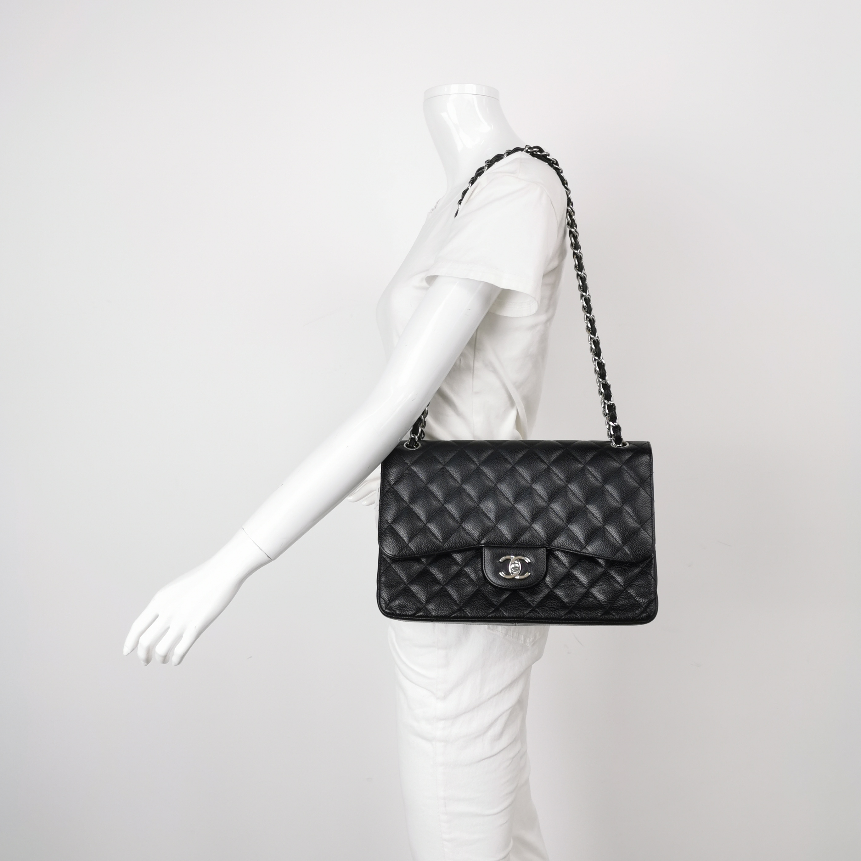 Chanel Classic Double Flap Bag Quilted Caviar Large — alternate view