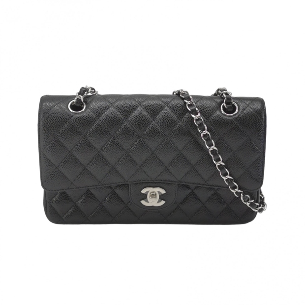 Chanel Classic Double Flap Bag Quilted Caviar Medium — pre-owned, Vierlot