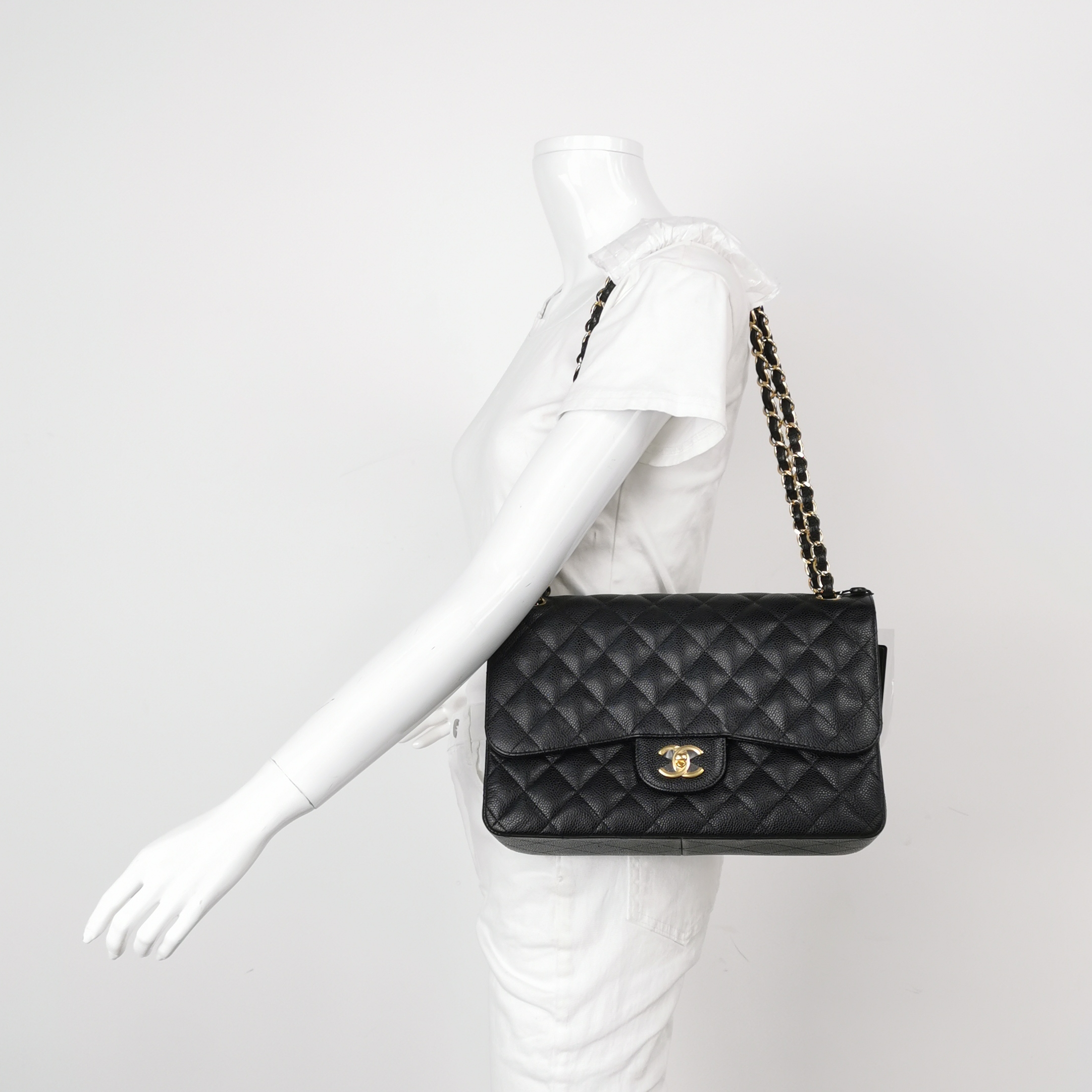 Chanel Classic Double Flap Bag Quilted Caviar Large — alternate view