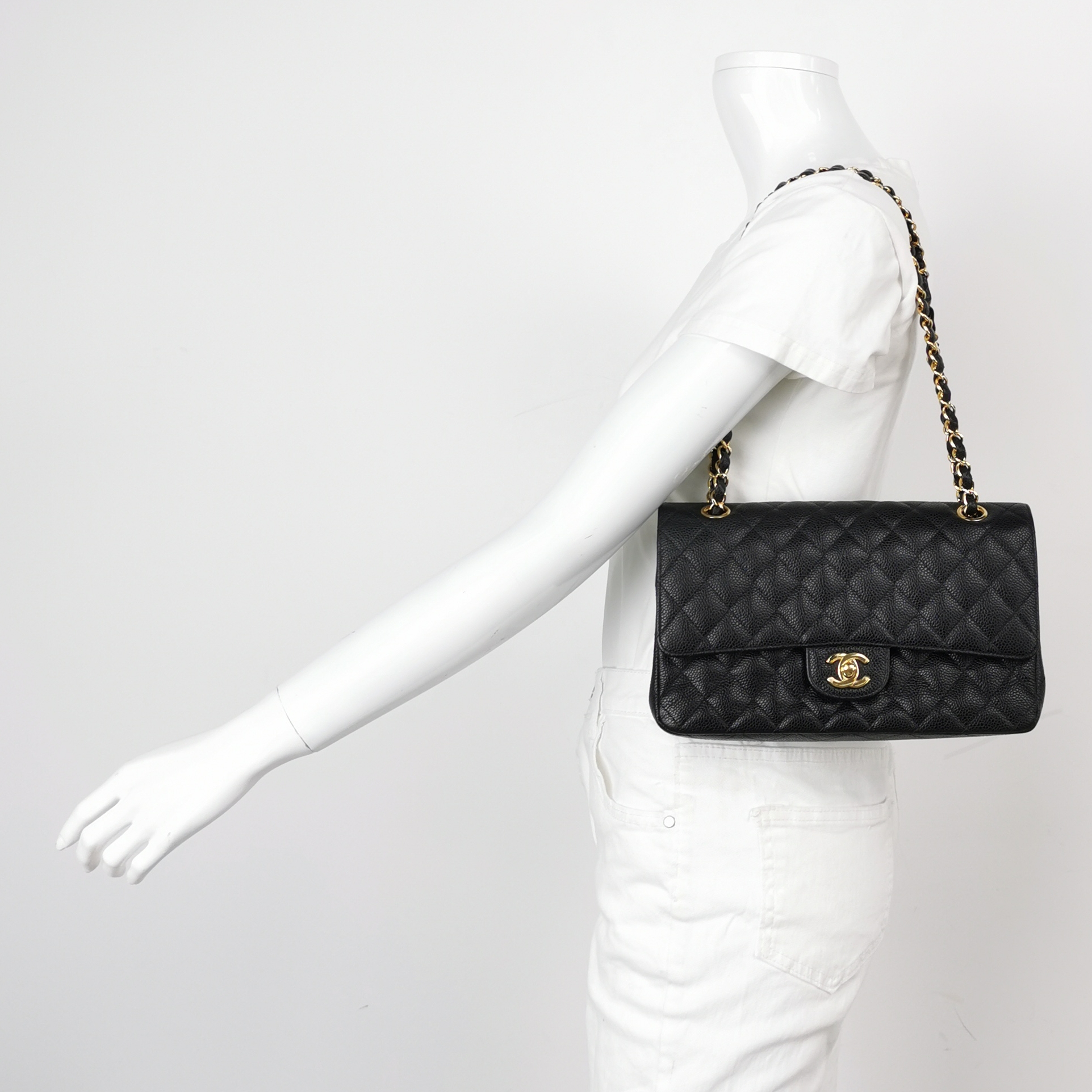 Chanel Classic Double Flap Bag Quilted Caviar Medium — alternate view