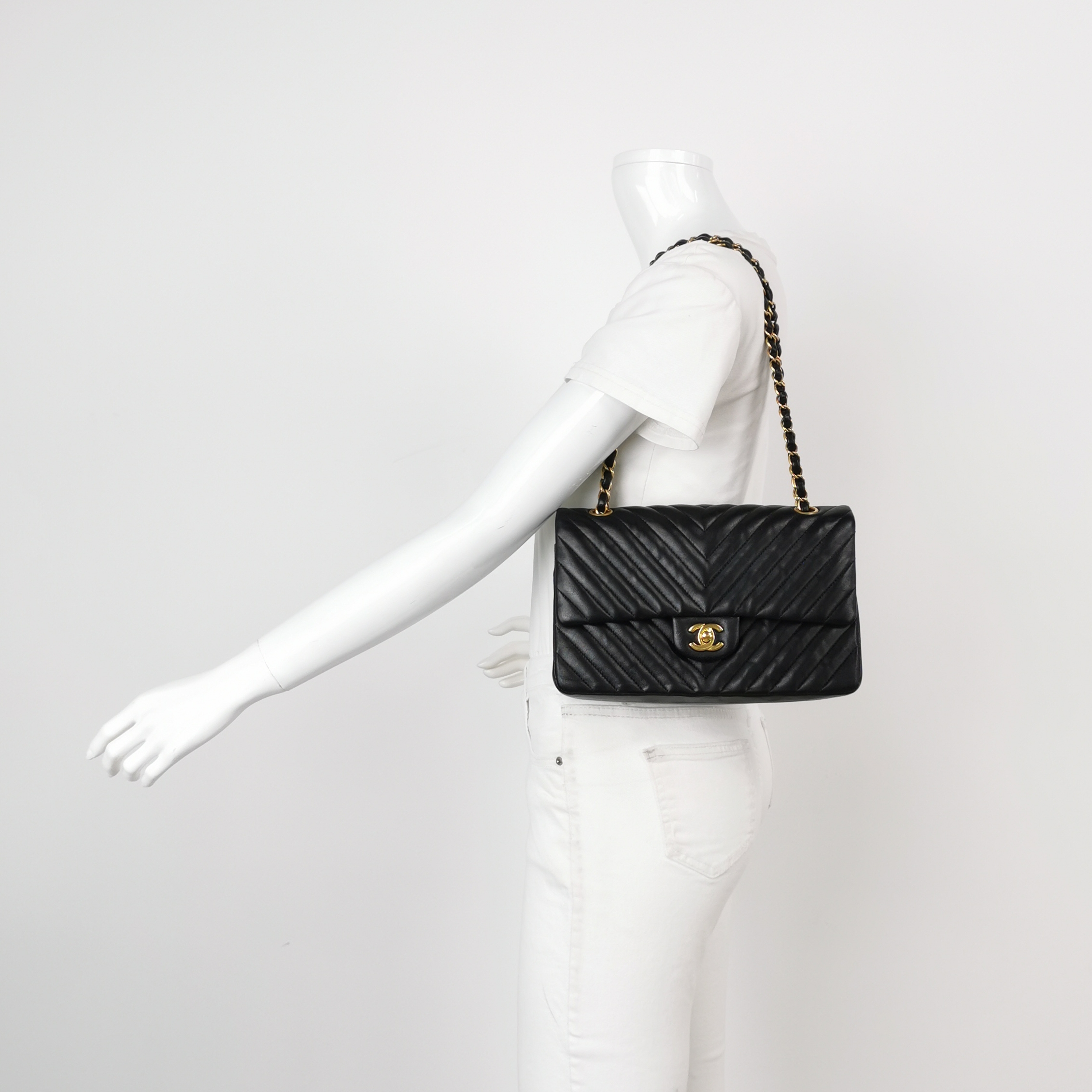 Chanel Classic Double Flap Bag Chevron Lambskin Medium — alternate view