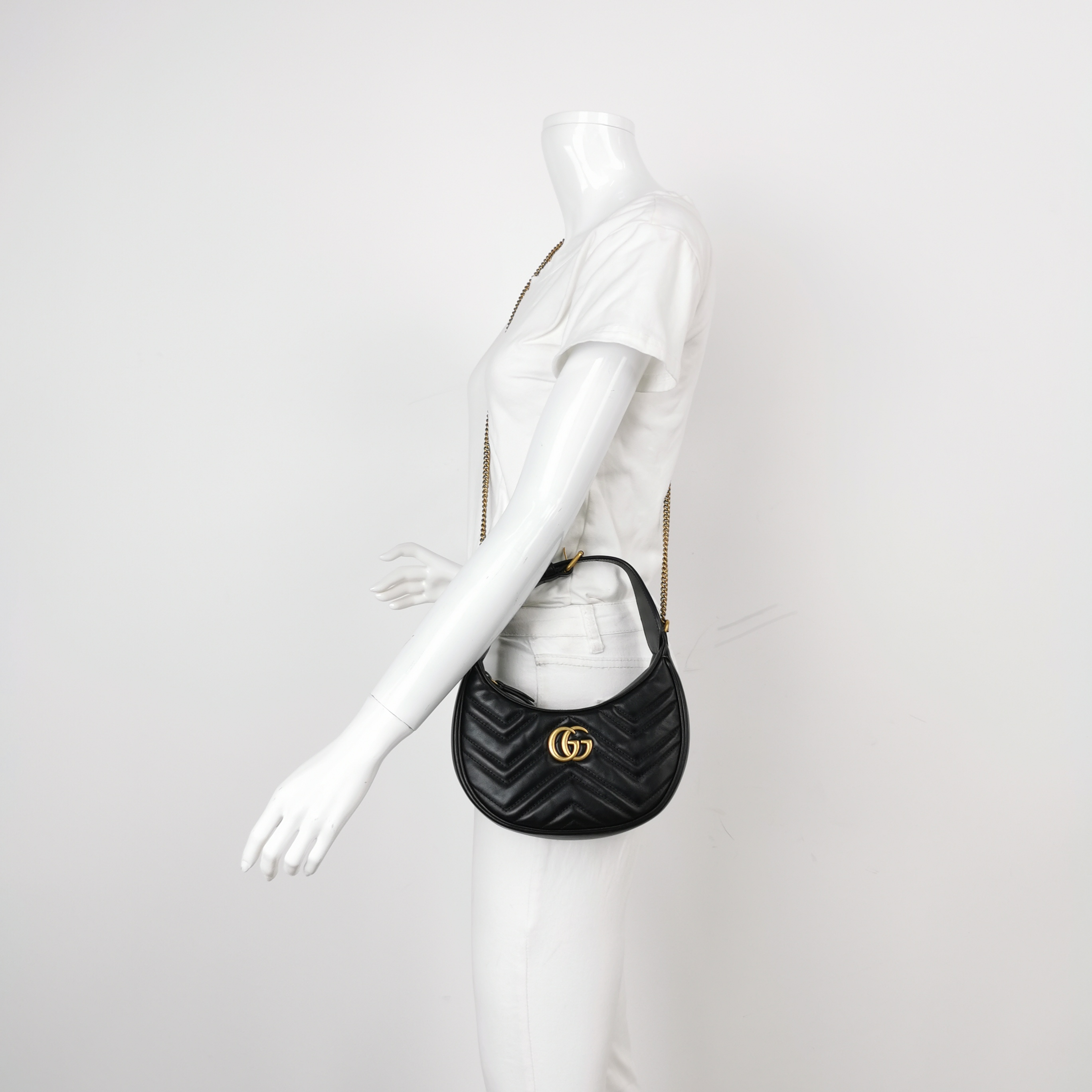 Gucci GG Marmont Half Moon Hobo Matelasse Leather Small — alternate view
