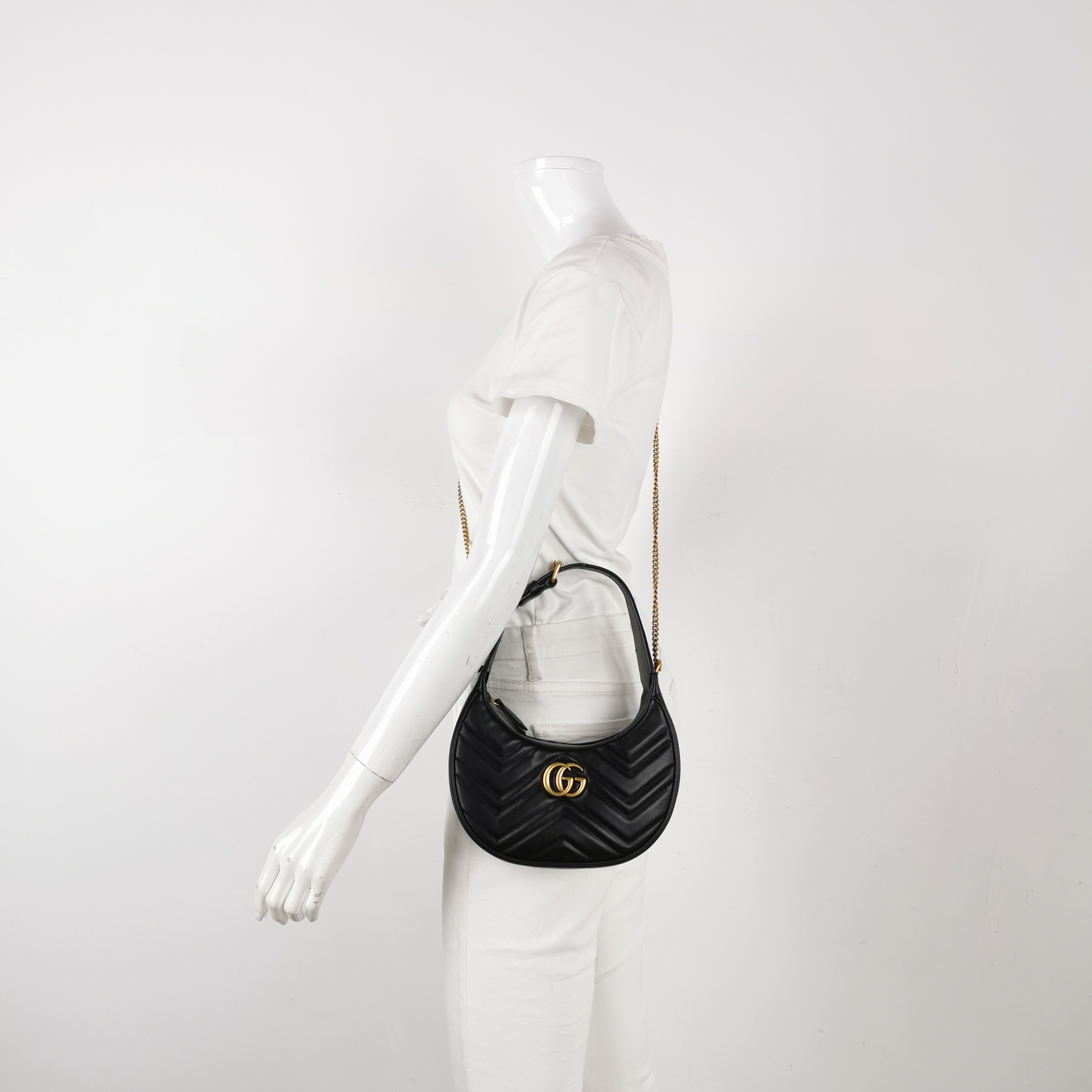 Gucci GG Marmont Half Moon Hobo Matelasse Leather Small — alternate view
