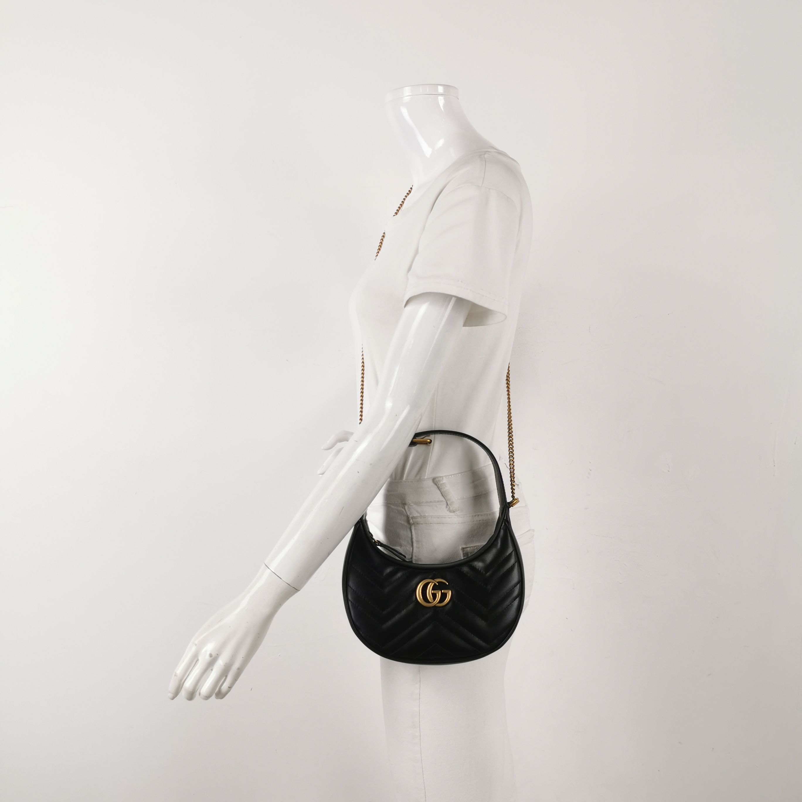Gucci GG Marmont Half Moon Hobo Matelasse Leather Small — alternate view