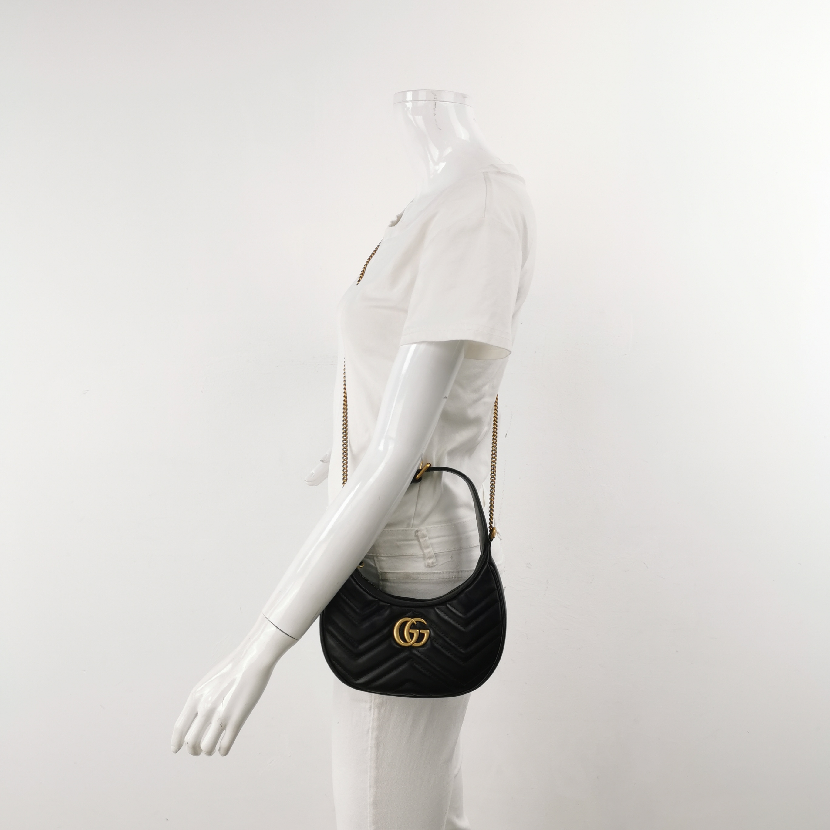 Gucci GG Marmont Half Moon Hobo Matelasse Leather Small — alternate view