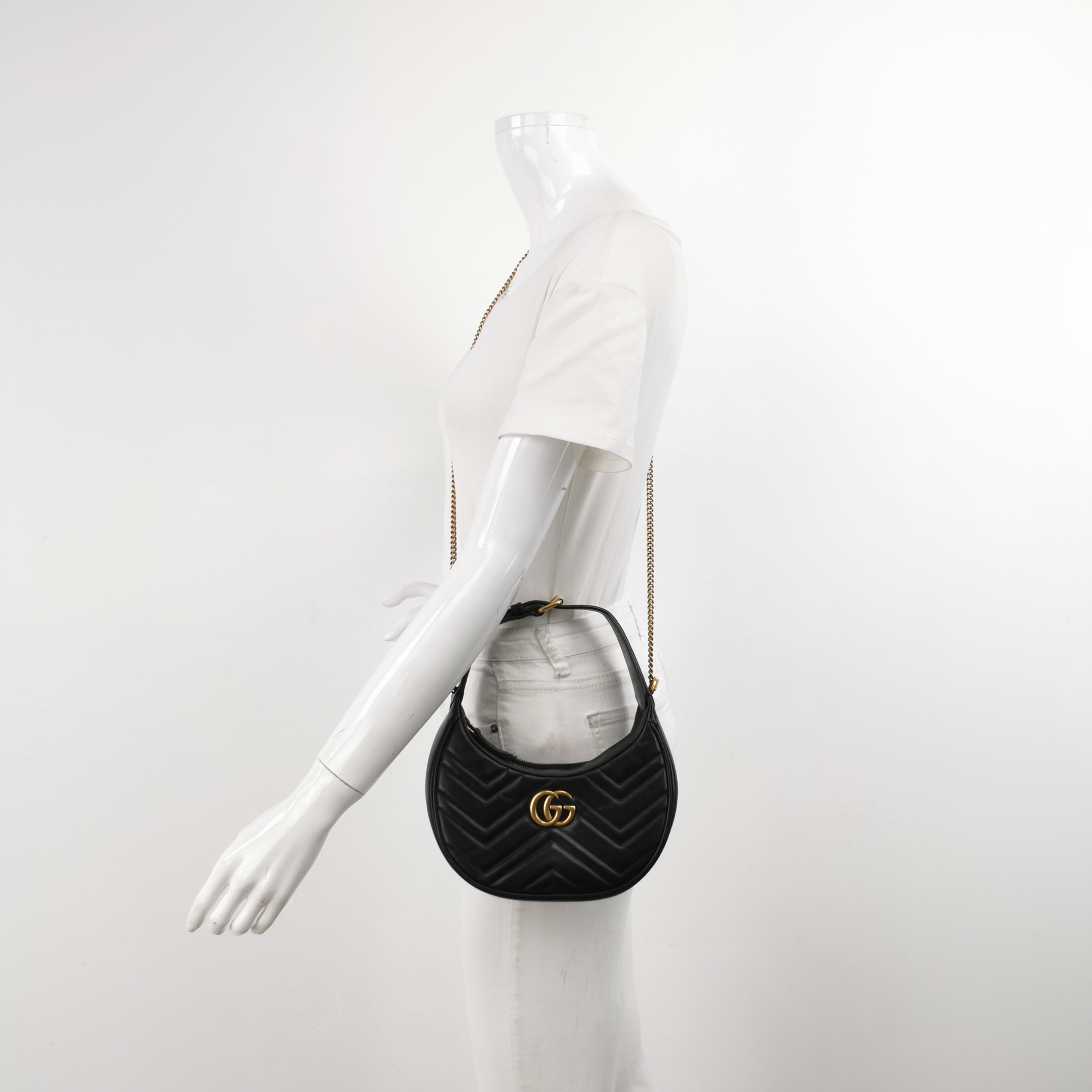 Gucci GG Marmont Half Moon Hobo Matelasse Leather Small — alternate view