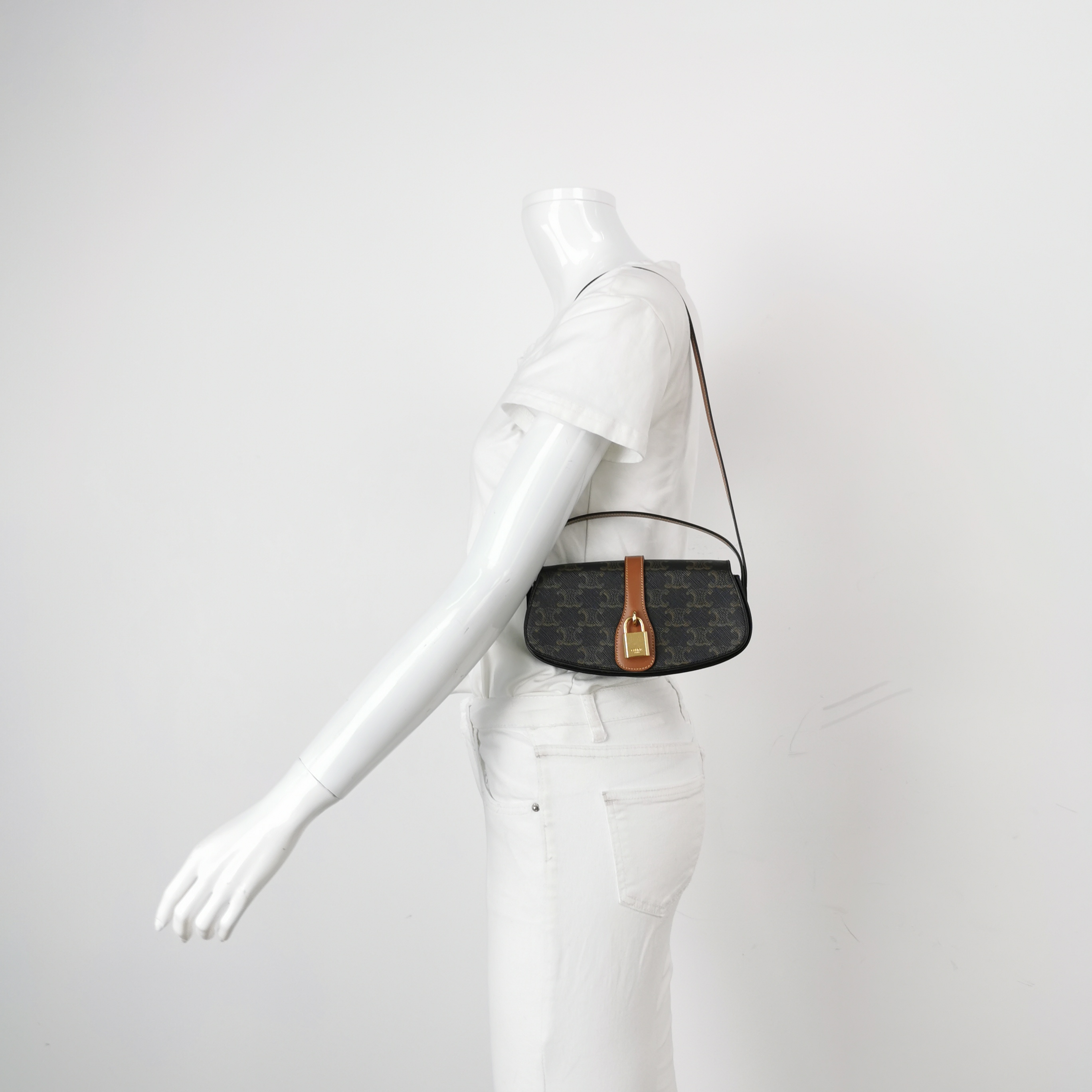 Celine Tabou Clutch with Strap Triomphe Coated Canvas — alternate view