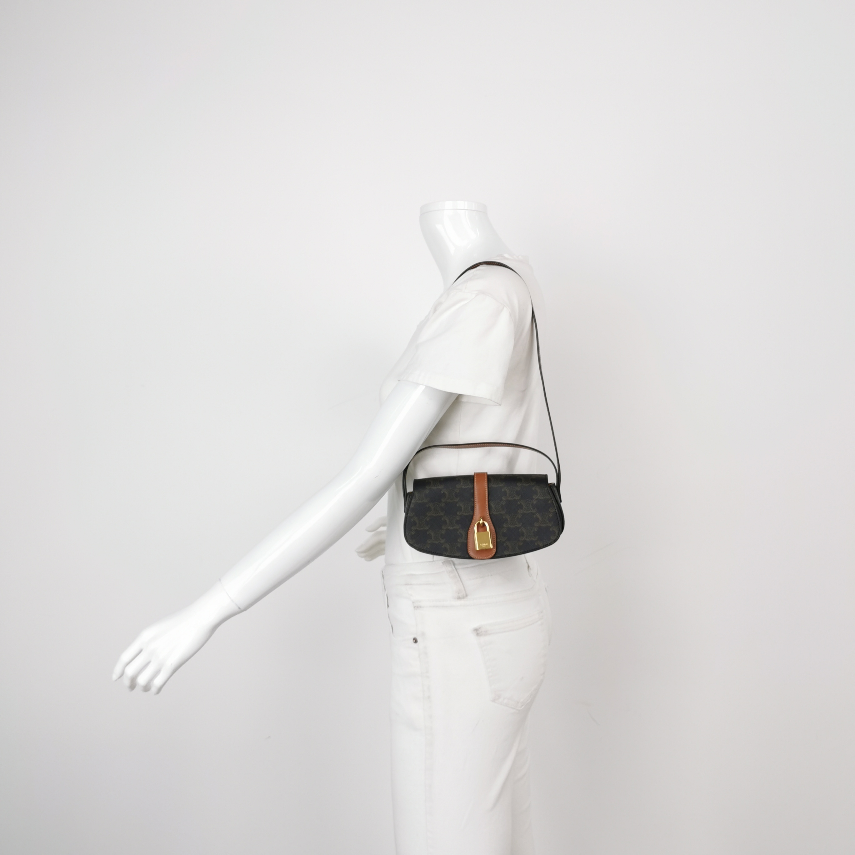 Celine Tabou Clutch with Strap Triomphe Coated Canvas — alternate view