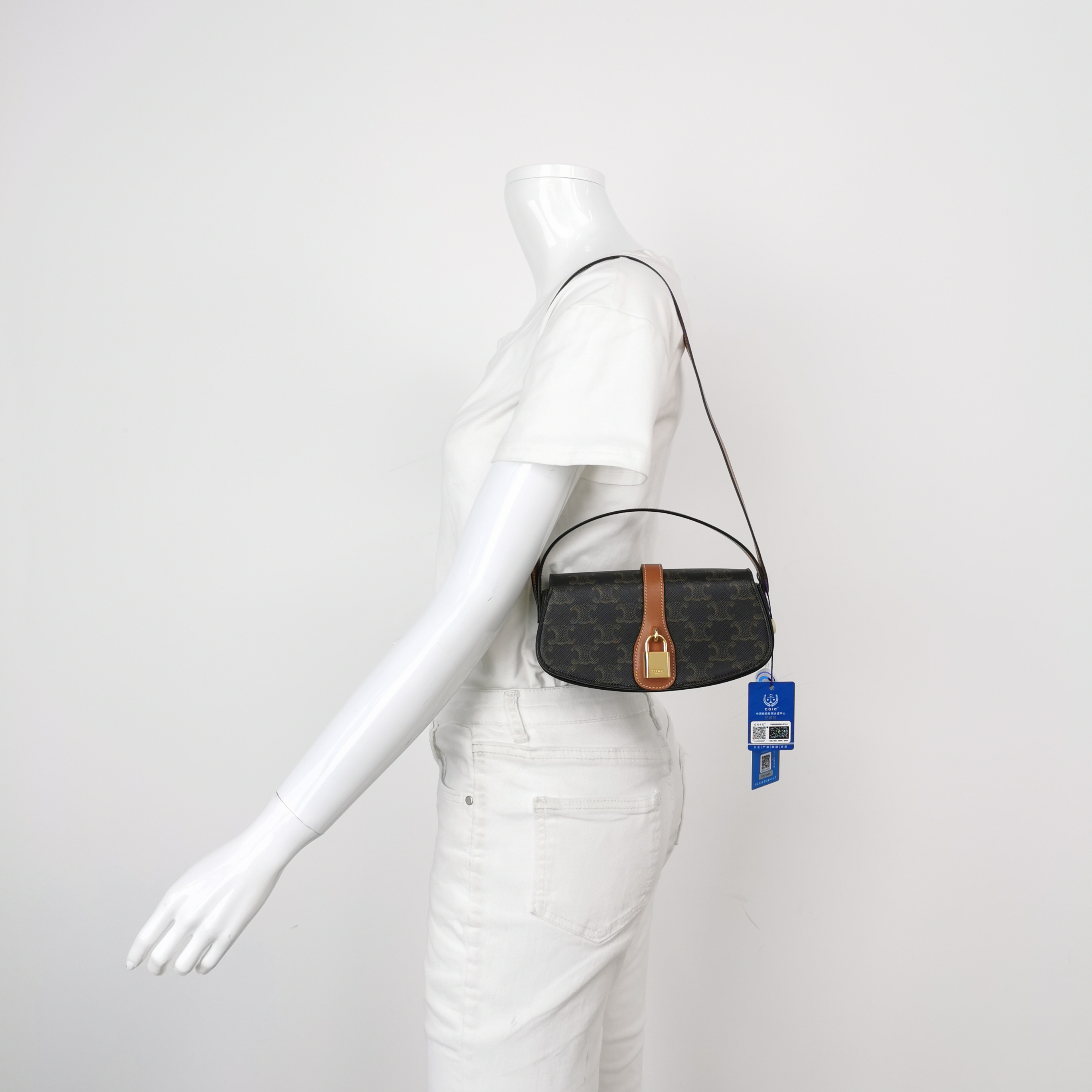 Celine Tabou Clutch with Strap Triomphe Coated Canvas — alternate view