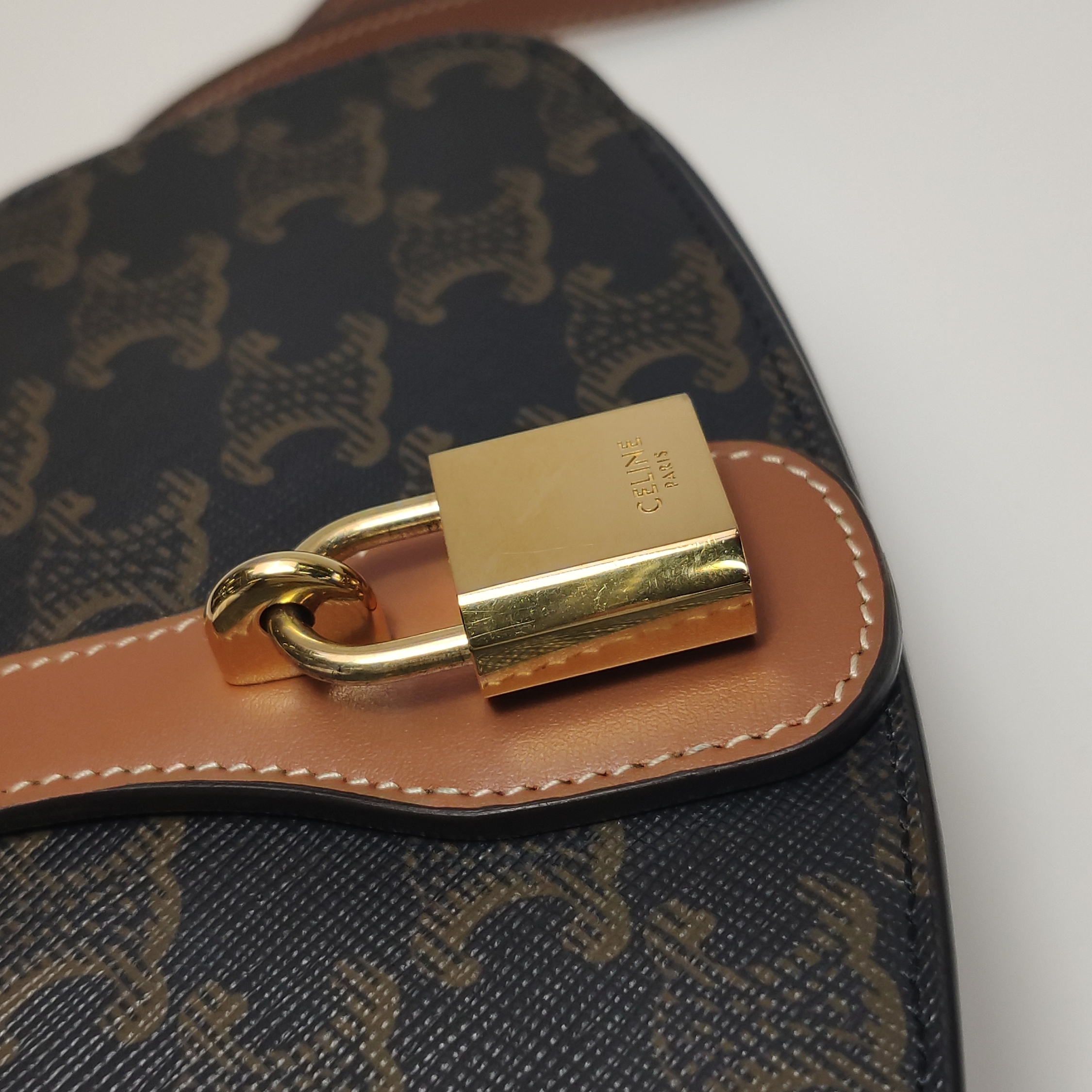Celine Tabou Clutch with Strap Triomphe Coated Canvas — photo 9 of 12