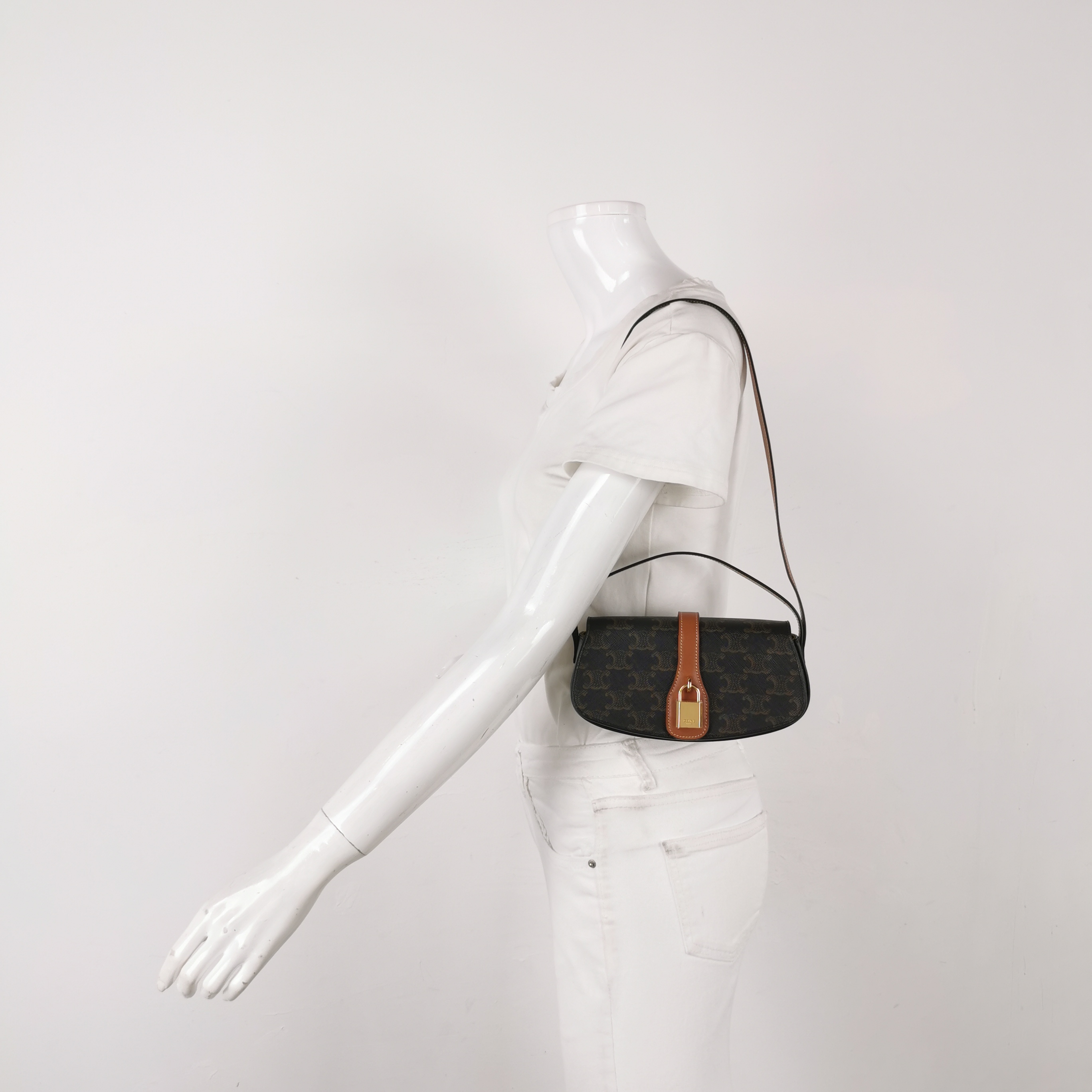 Celine Tabou Clutch with Strap Triomphe Coated Canvas — alternate view