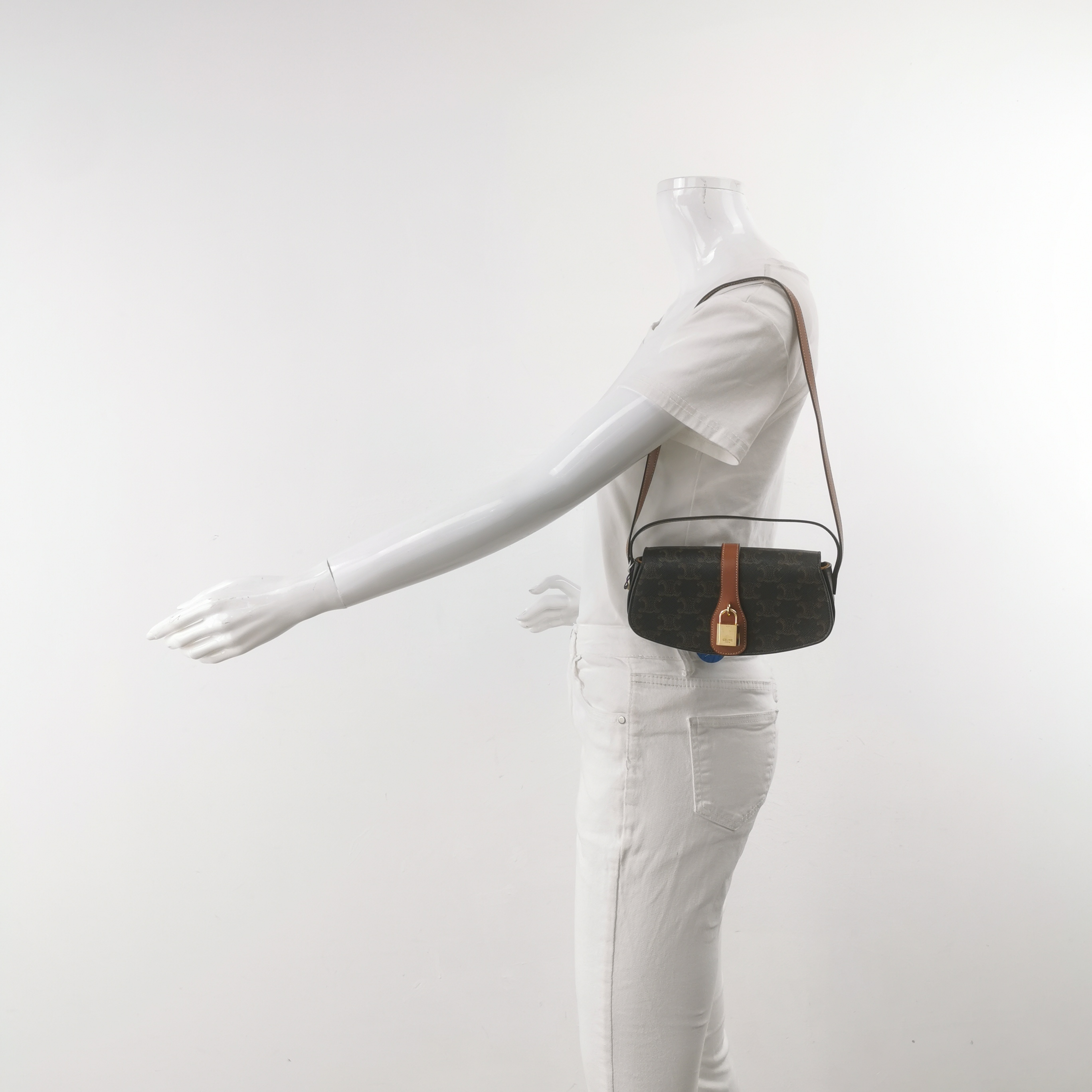 Celine Tabou Clutch with Strap Triomphe Coated Canvas — alternate view