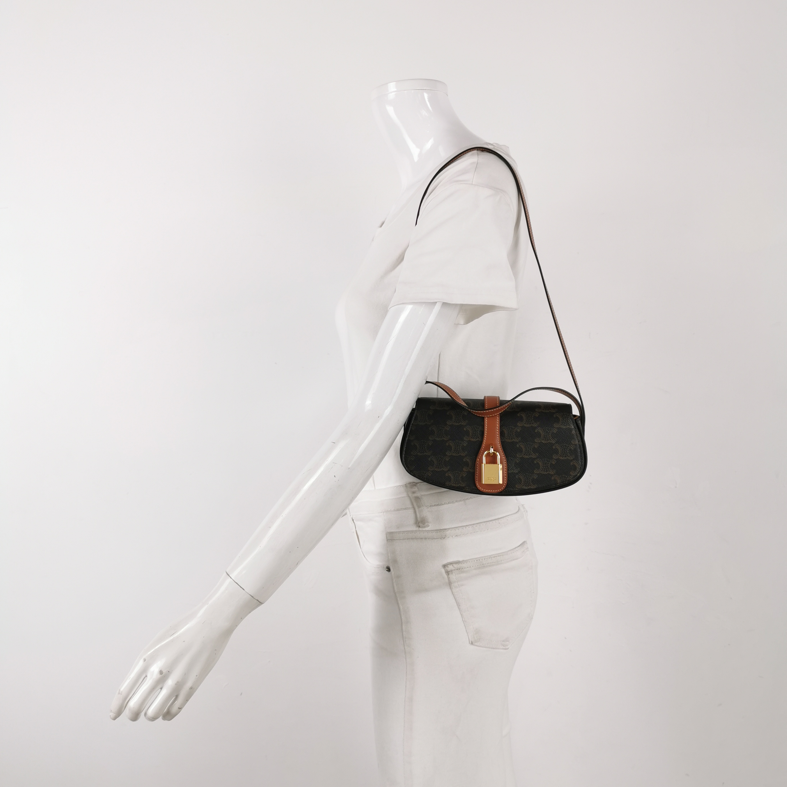 Celine Tabou Clutch with Strap Triomphe Coated Canvas — alternate view