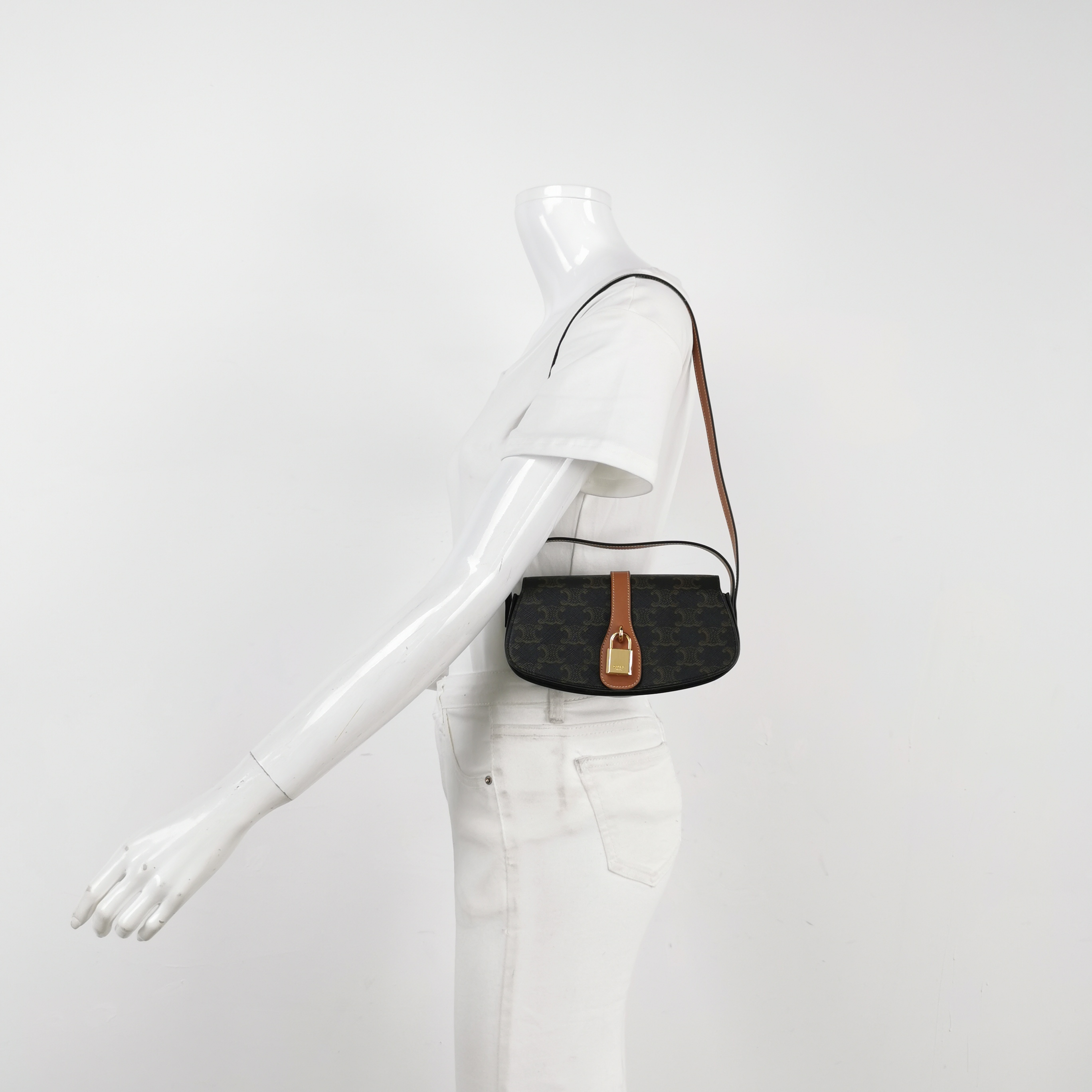 Celine Tabou Clutch with Strap Triomphe Coated Canvas — alternate view