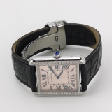 Cartier Tank Solo Quartz Watch Stainless Steel and Leather with Diamond Markers 31 — thumbnail 2