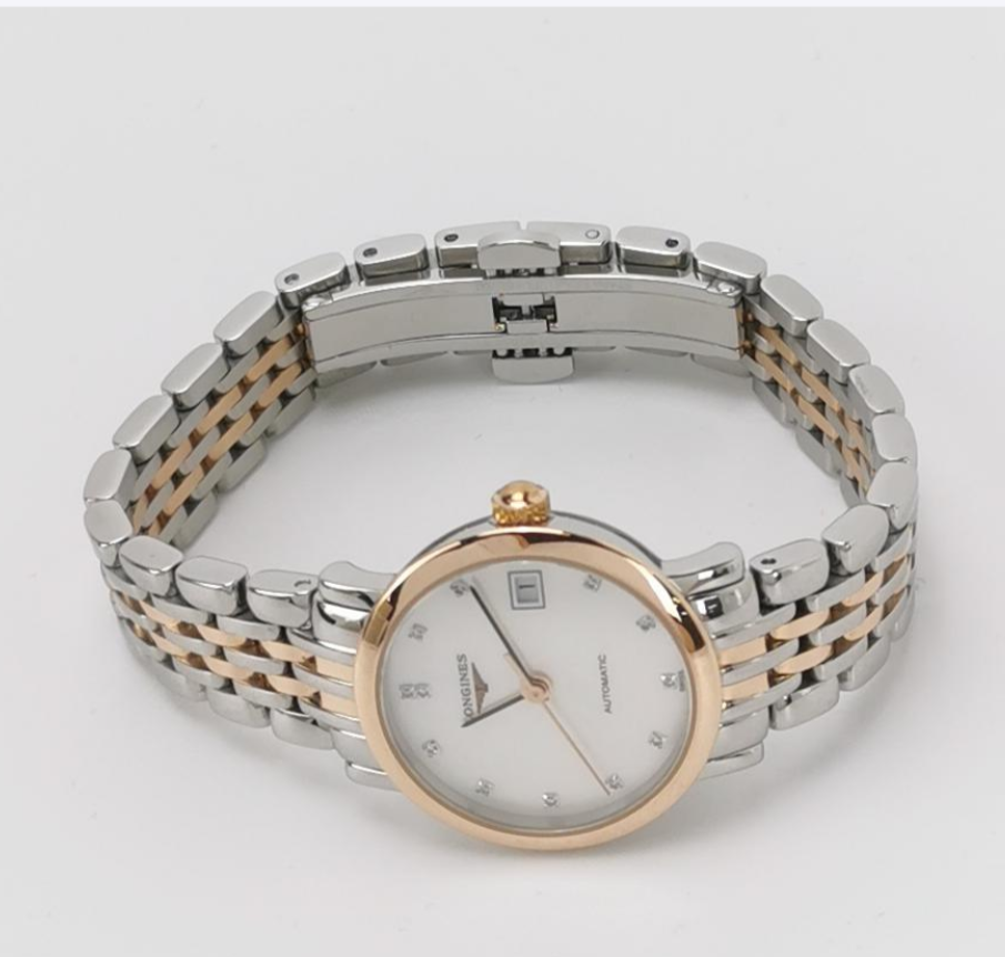 Longines Elegant Collection Automatic Ladies' Watch, Ref. L4.309.5, Cal. L592.2, 24.7mm Steel & 18K Rose Gold