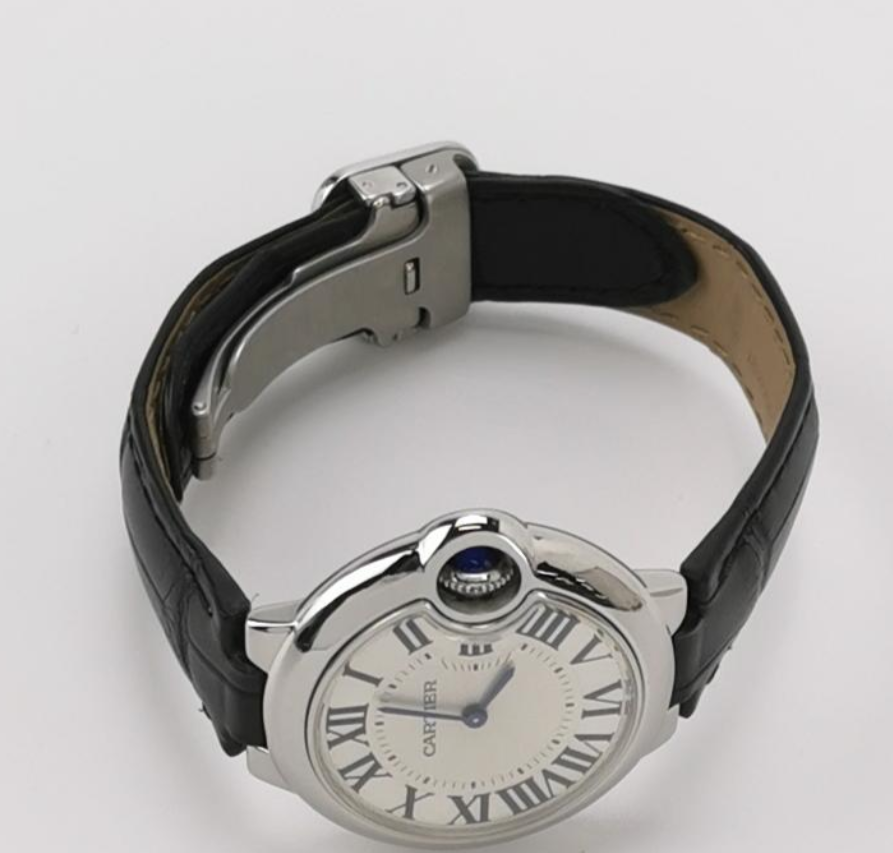 Cartier Ballon Bleu Ladies' Quartz Watch, 32.8mm Steel Case, Cal. 157, Leather Strap