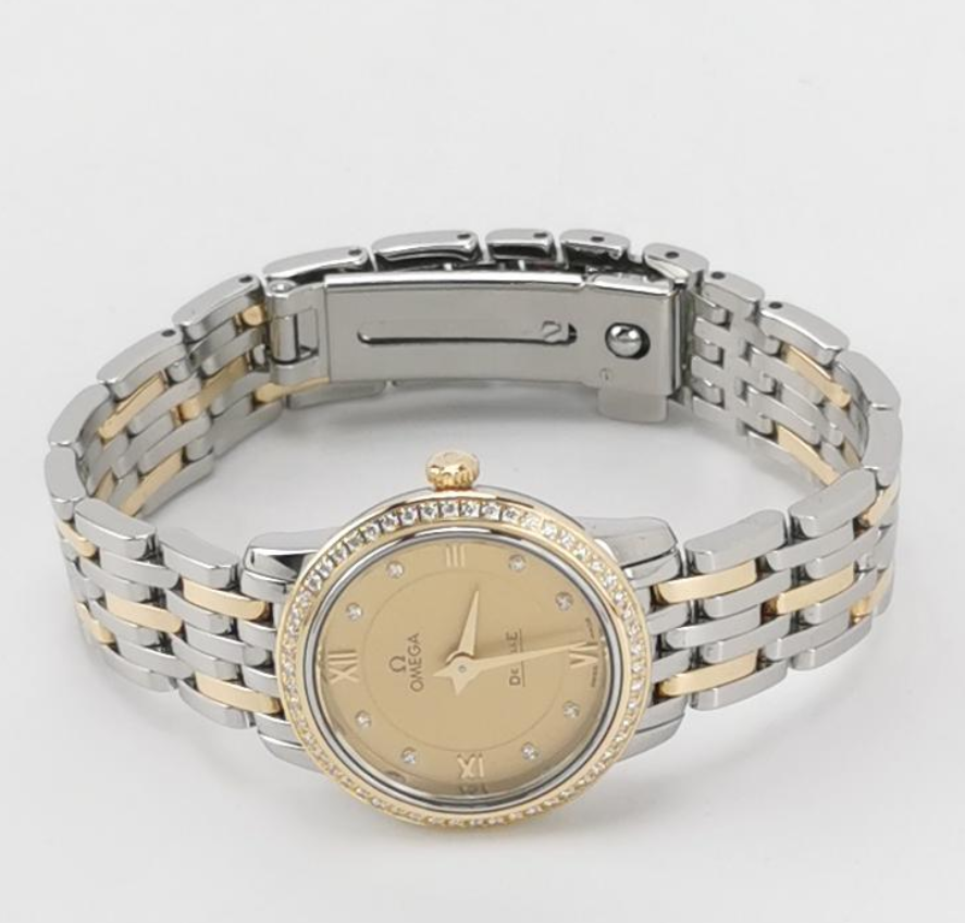 Omega De Ville Ladies' Quartz Watch, 24.4mm Steel & 18K Gold with Diamonds, Cal. 1376