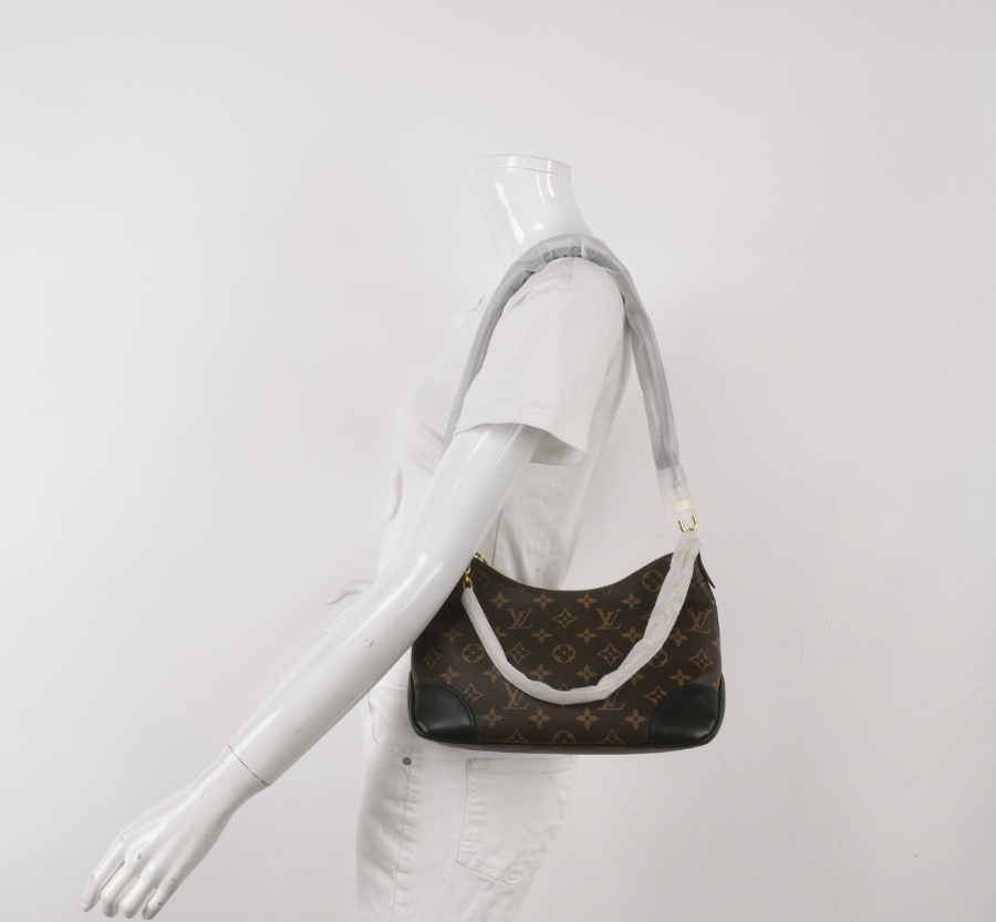 Louis Vuitton (LV) Boulogne Small Monogram Canvas & Calfskin Hobo Shoulder Bag, Chip Version (2021+)