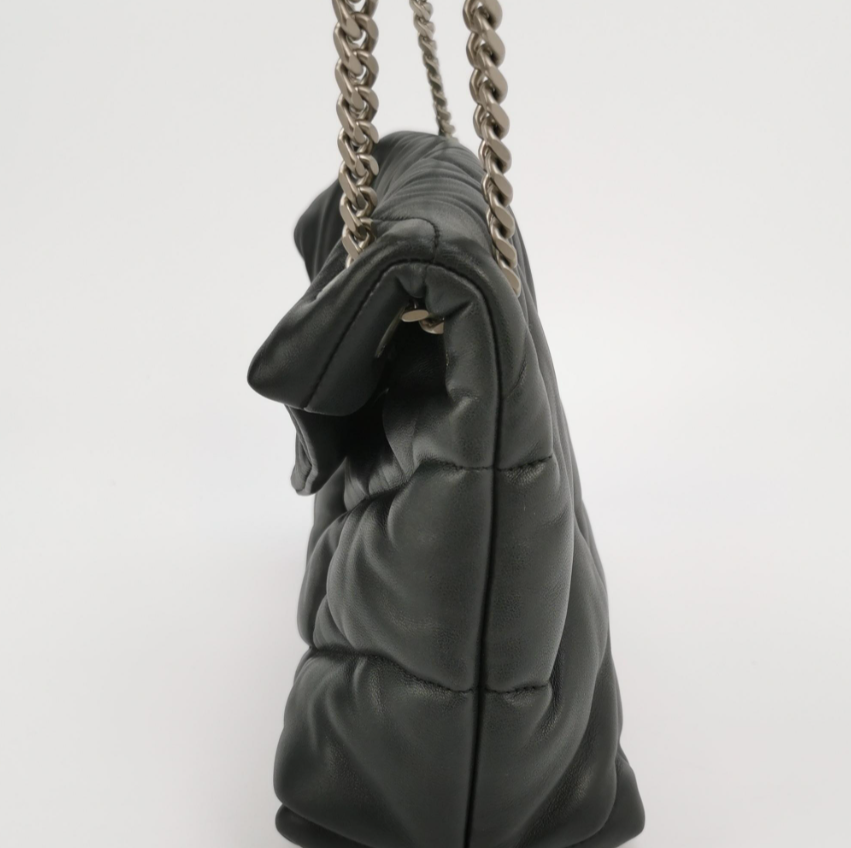Saint Laurent Puffer Small Quilted Lambskin Shoulder Bag with YSL Logo