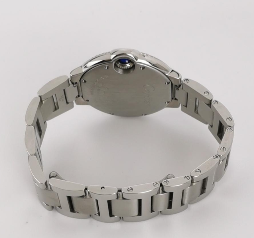 Cartier Ballon Bleu Ladies' Quartz Watch, 32.8mm Steel Case with Diamonds, Cal. 157, Steel Bracelet