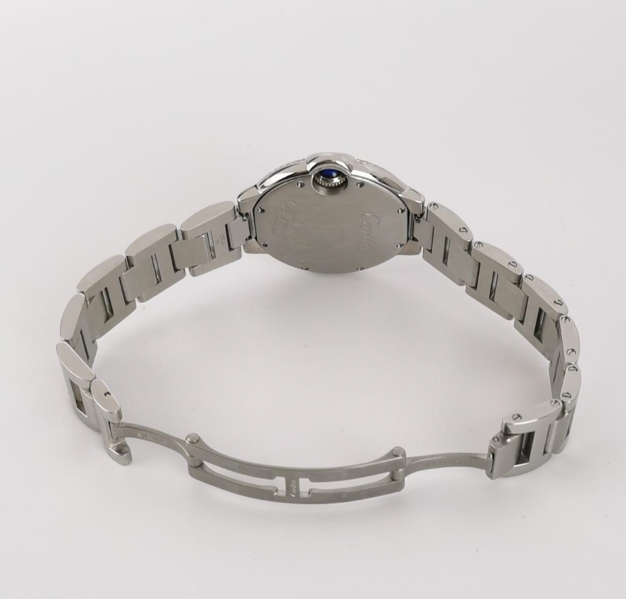 Cartier Ballon Bleu Ladies' Quartz Watch, 32.8mm Steel Case with Diamonds, Cal. 157, Steel Bracelet