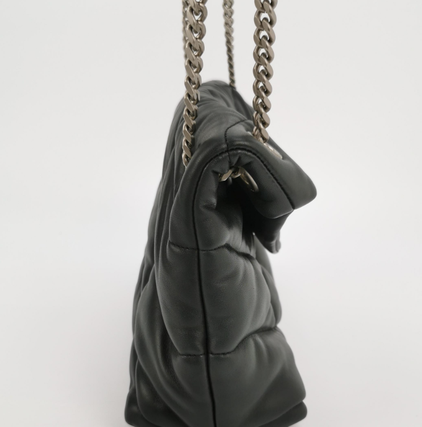 Saint Laurent Puffer Small Quilted Lambskin Shoulder Bag with YSL Logo