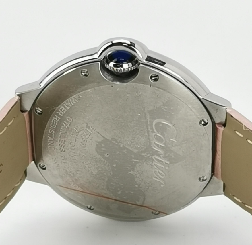 Cartier Ballon Bleu Ladies' Automatic Watch, Ref. WSBB0007, Cal. 076, 36.5mm Steel Case with Leather Strap