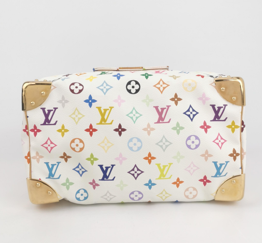 Louis Vuitton (LV) Speedy 30 White Monogram Canvas & Natural Leather Vintage Boston Bag, 2003