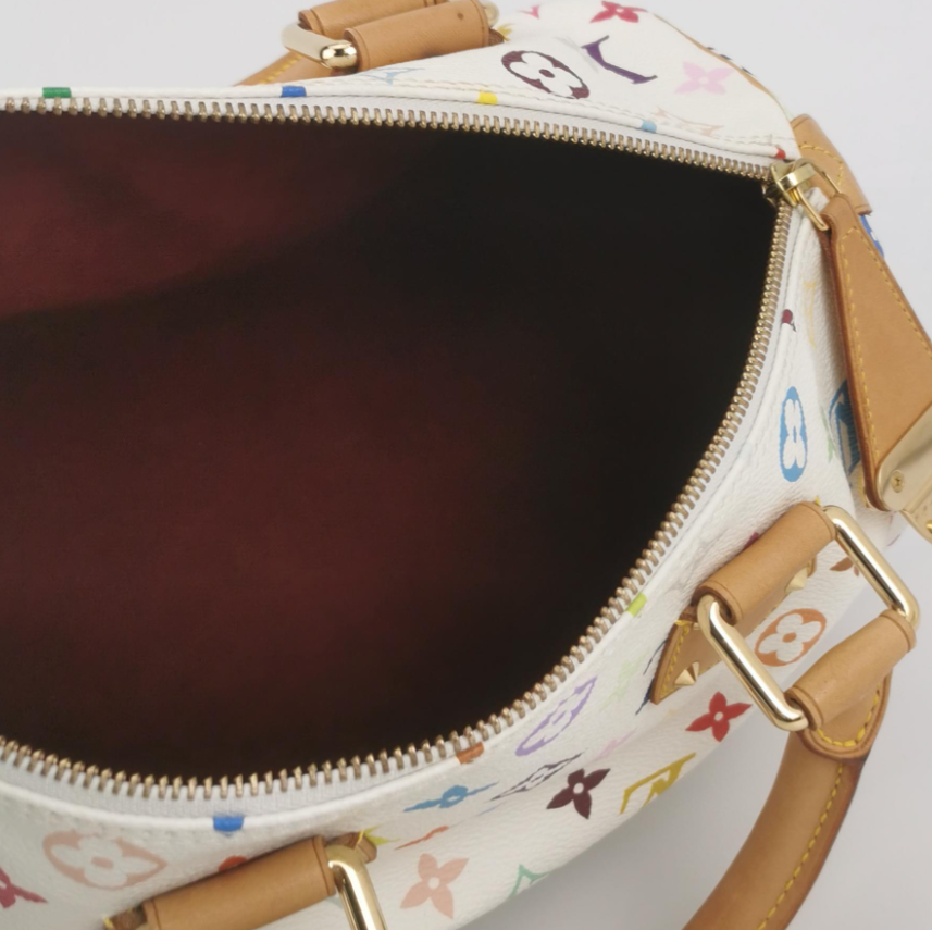 Louis Vuitton (LV) Speedy 30 White Monogram Canvas & Natural Leather Vintage Boston Bag, 2003
