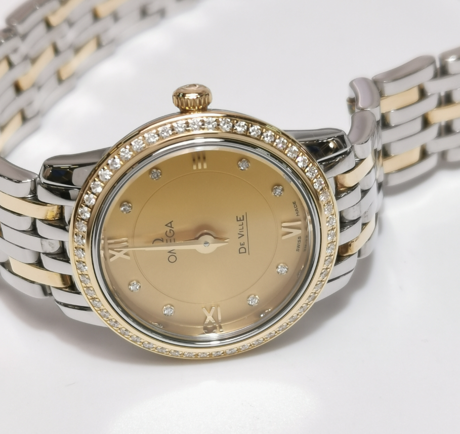 Omega De Ville Ladies' Quartz Watch, 24.4mm Steel & 18K Gold with Diamonds, Cal. 1376