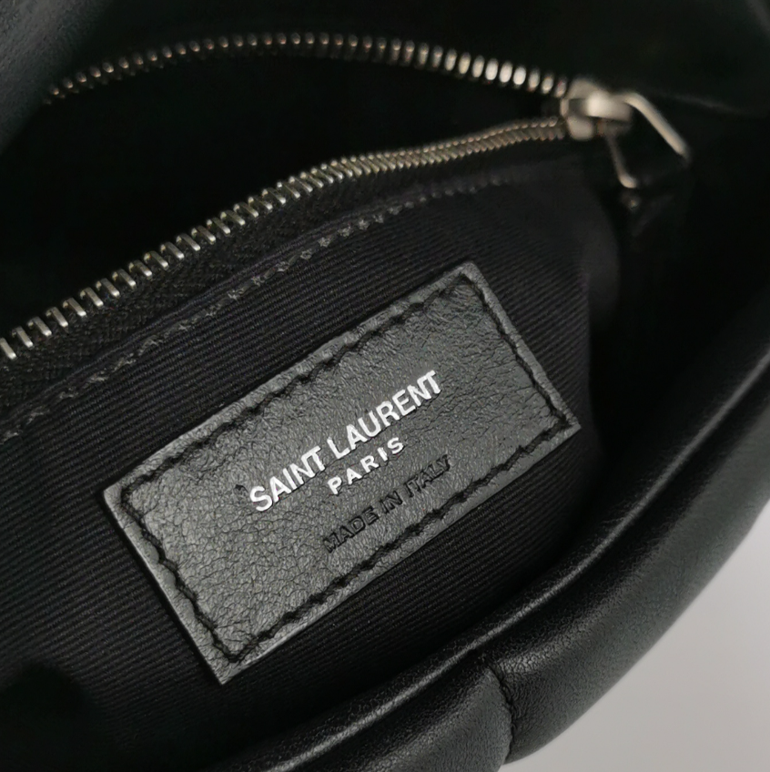 Saint Laurent Puffer Small Quilted Lambskin Shoulder Bag with YSL Logo