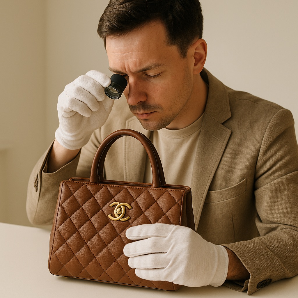 Certified luxury authenticator at work