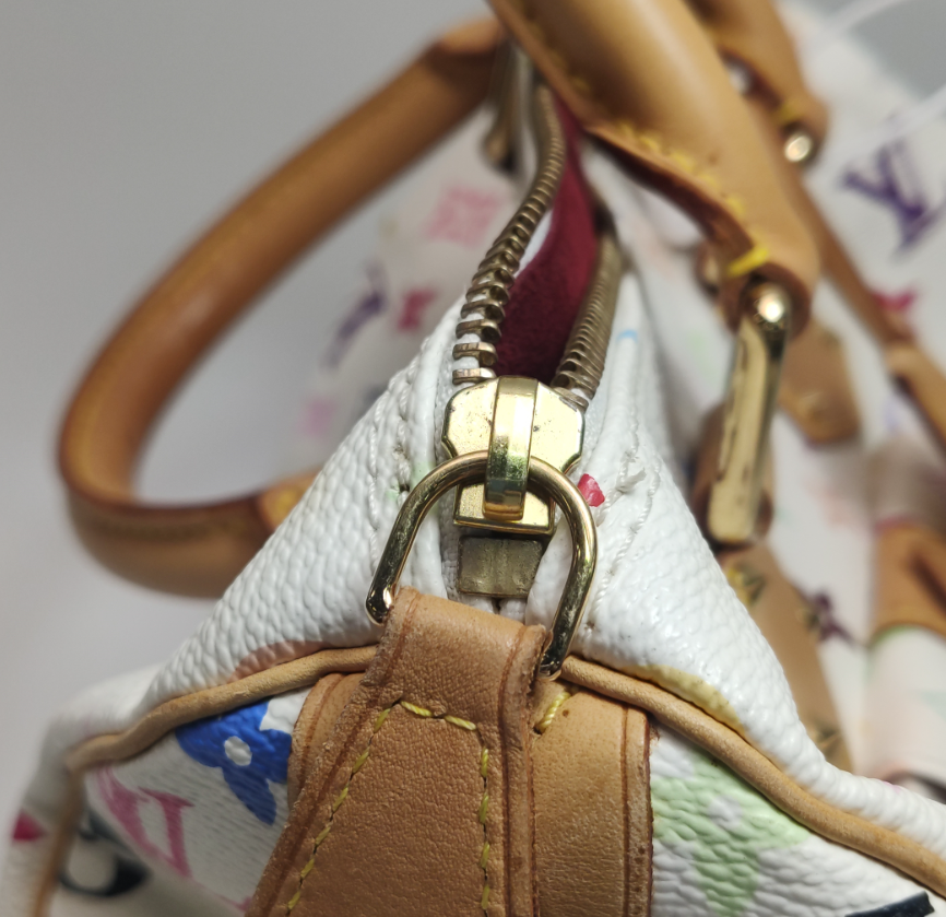 Louis Vuitton (LV) Speedy 30 White Monogram Canvas & Natural Leather Vintage Boston Bag, 2003