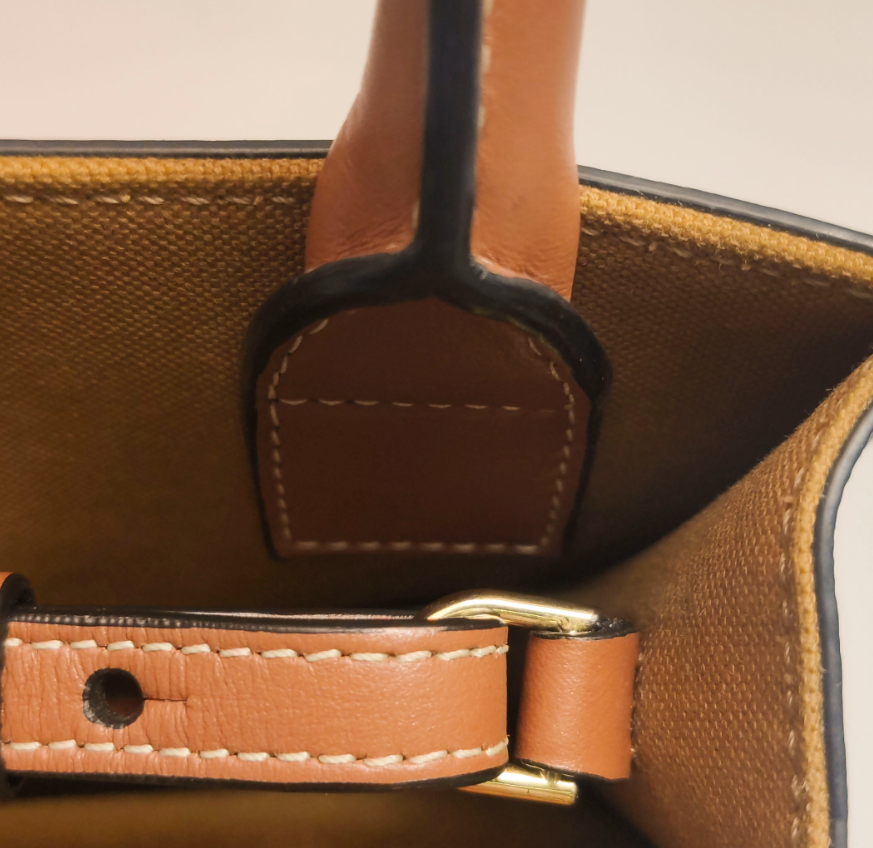 Celine Cabas Mini Tote Bag with Triomphe Logo Print, Calfskin & Coated Canvas