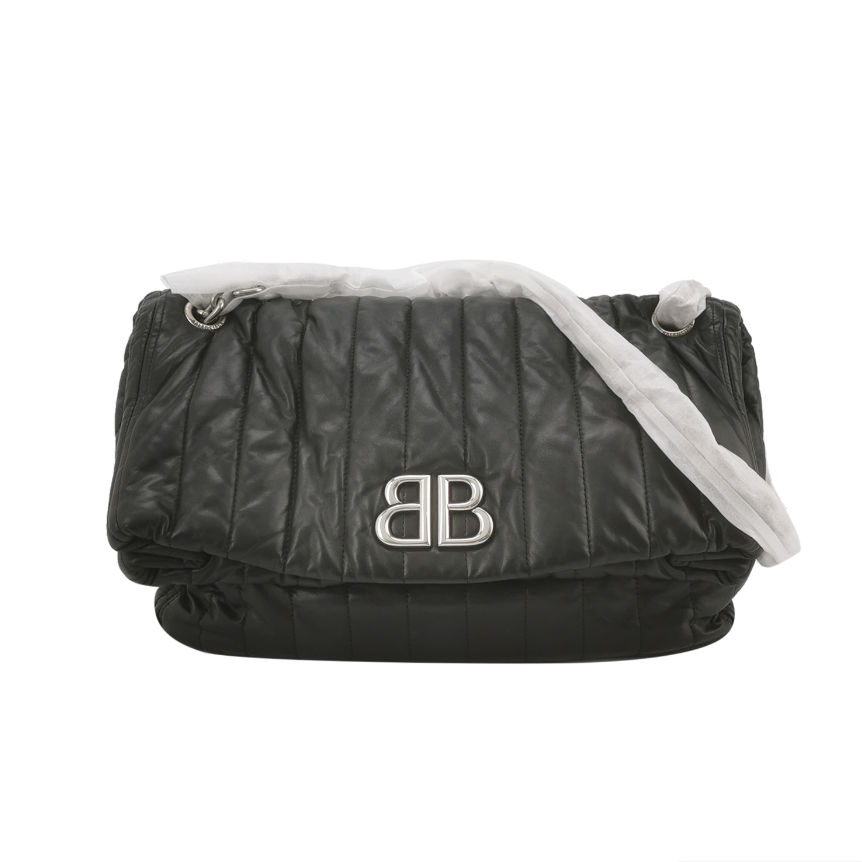 Balenciaga Monaco Medium Quilted Calfskin Shoulder Bag with Monaco BB Logo