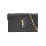 Saint Laurent(YSL) Classic Monogram Wallet on Chain Matelasse Chevron Leather Medium — thumbnail 1
