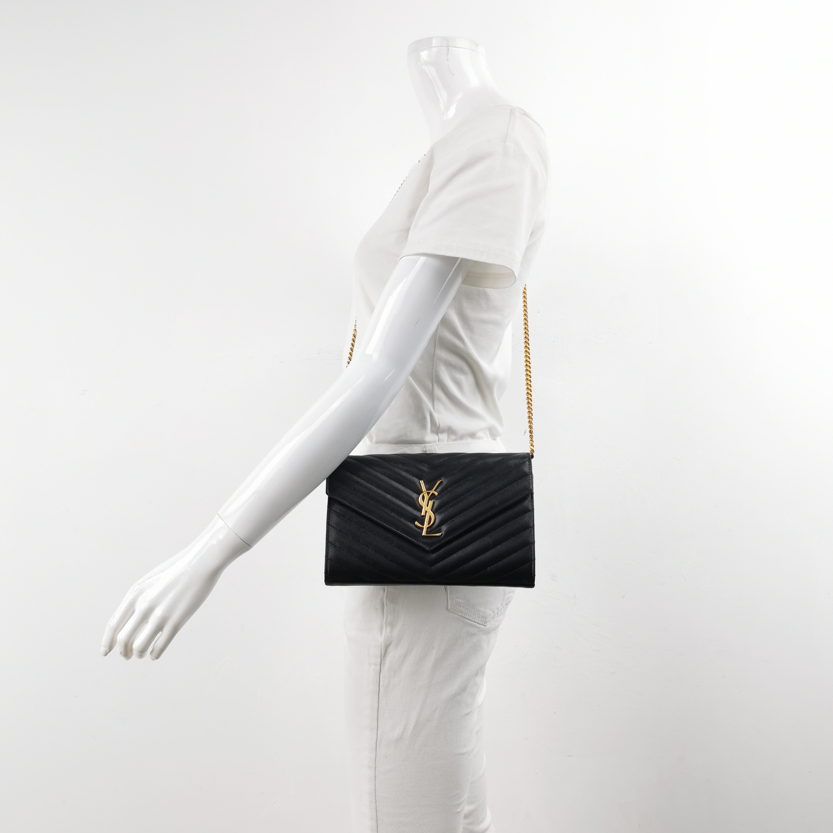 Saint Laurent(YSL) Classic Monogram Wallet on Chain Matelasse Chevron Leather Medium — alternate view