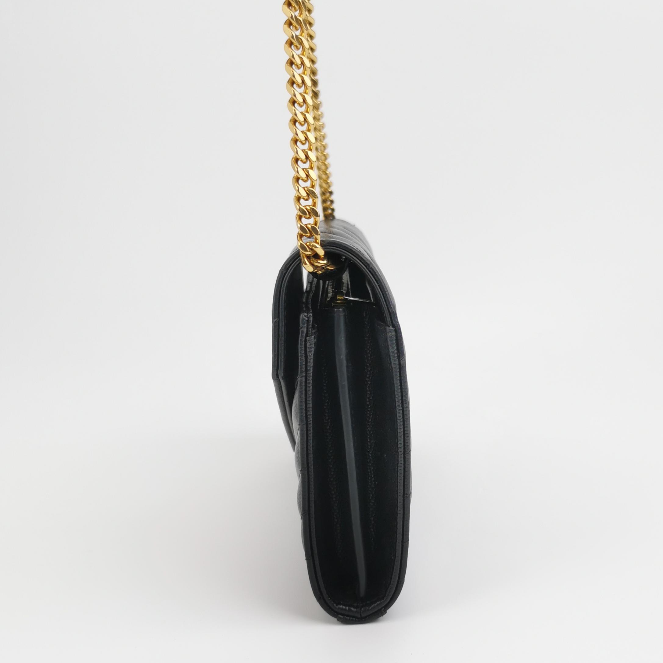 Saint Laurent(YSL) Classic Monogram Wallet on Chain Matelasse Chevron Leather Medium