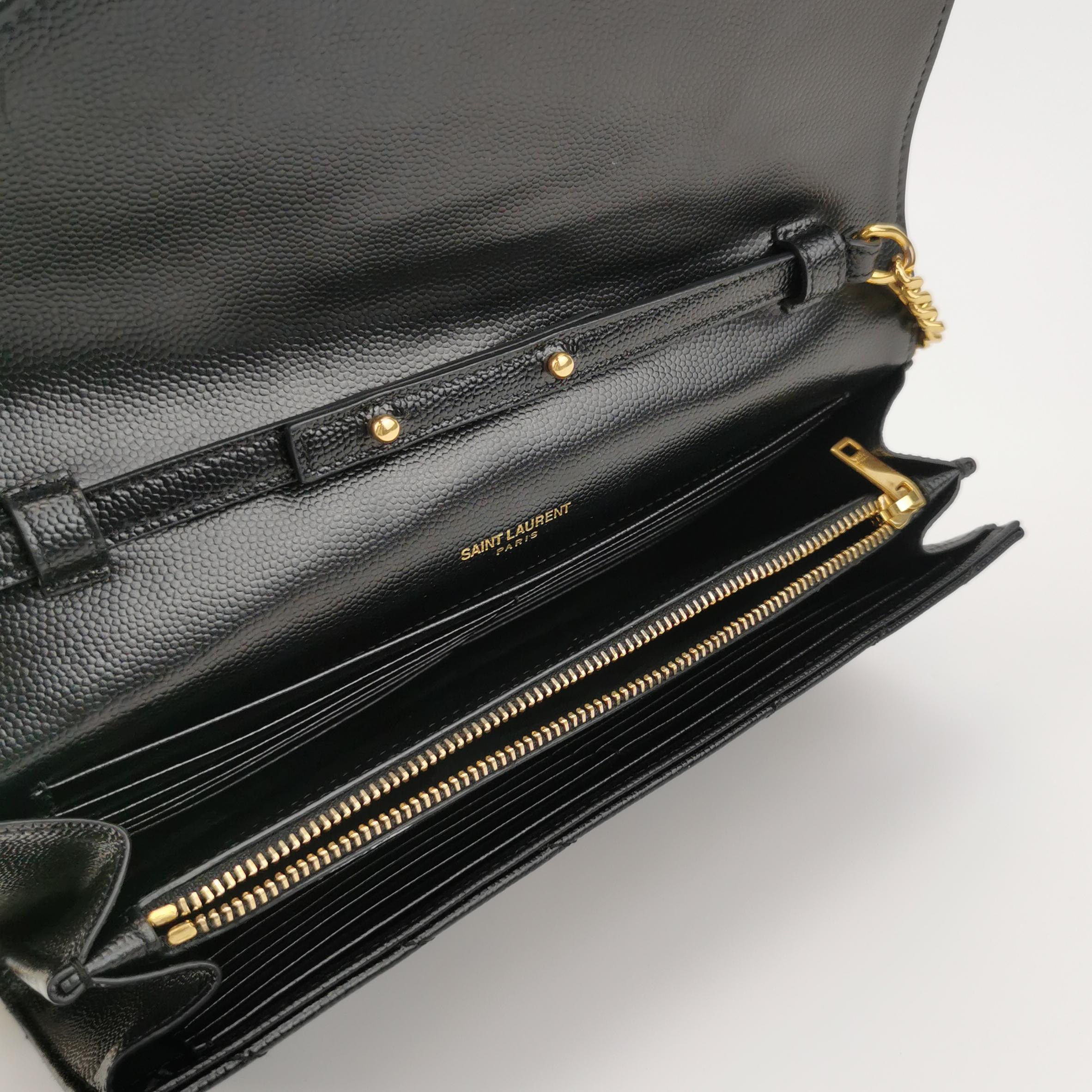 Saint Laurent(YSL) Classic Monogram Wallet on Chain Matelasse Chevron Leather Medium