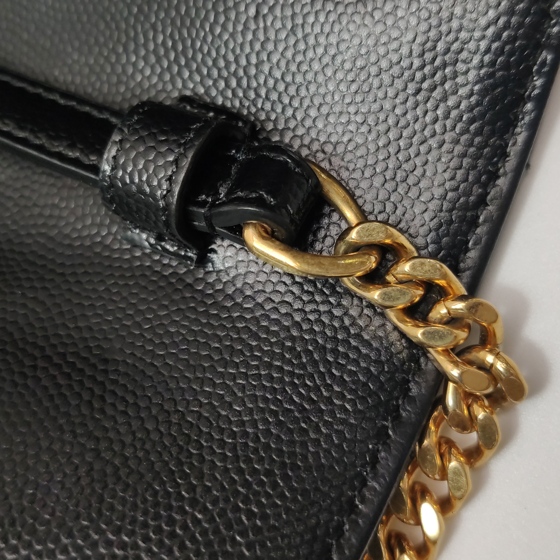 Saint Laurent(YSL) Classic Monogram Wallet on Chain Matelasse Chevron Leather Medium
