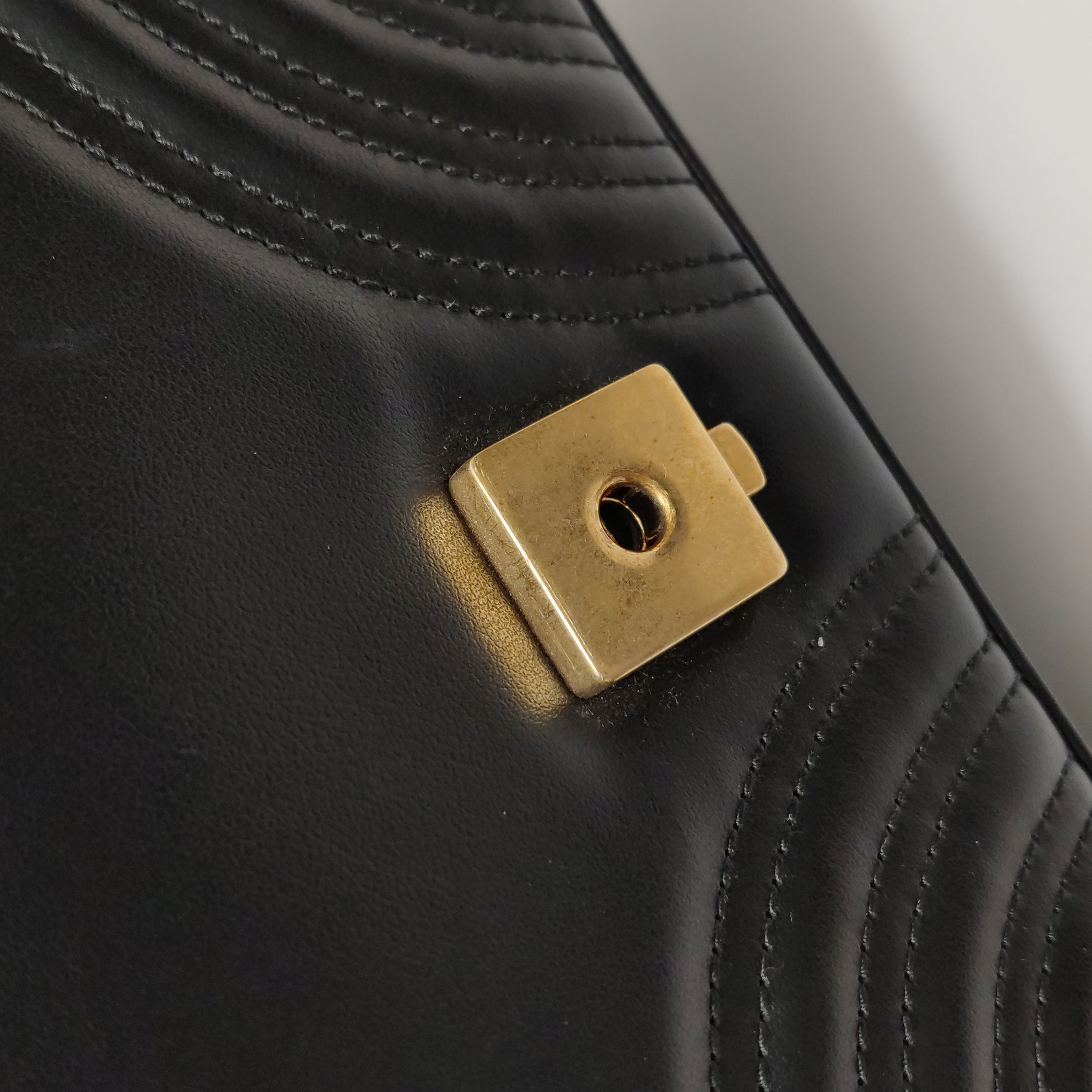 Gucci GG Marmont Top Handle Flap Bag Matelasse Leather Small