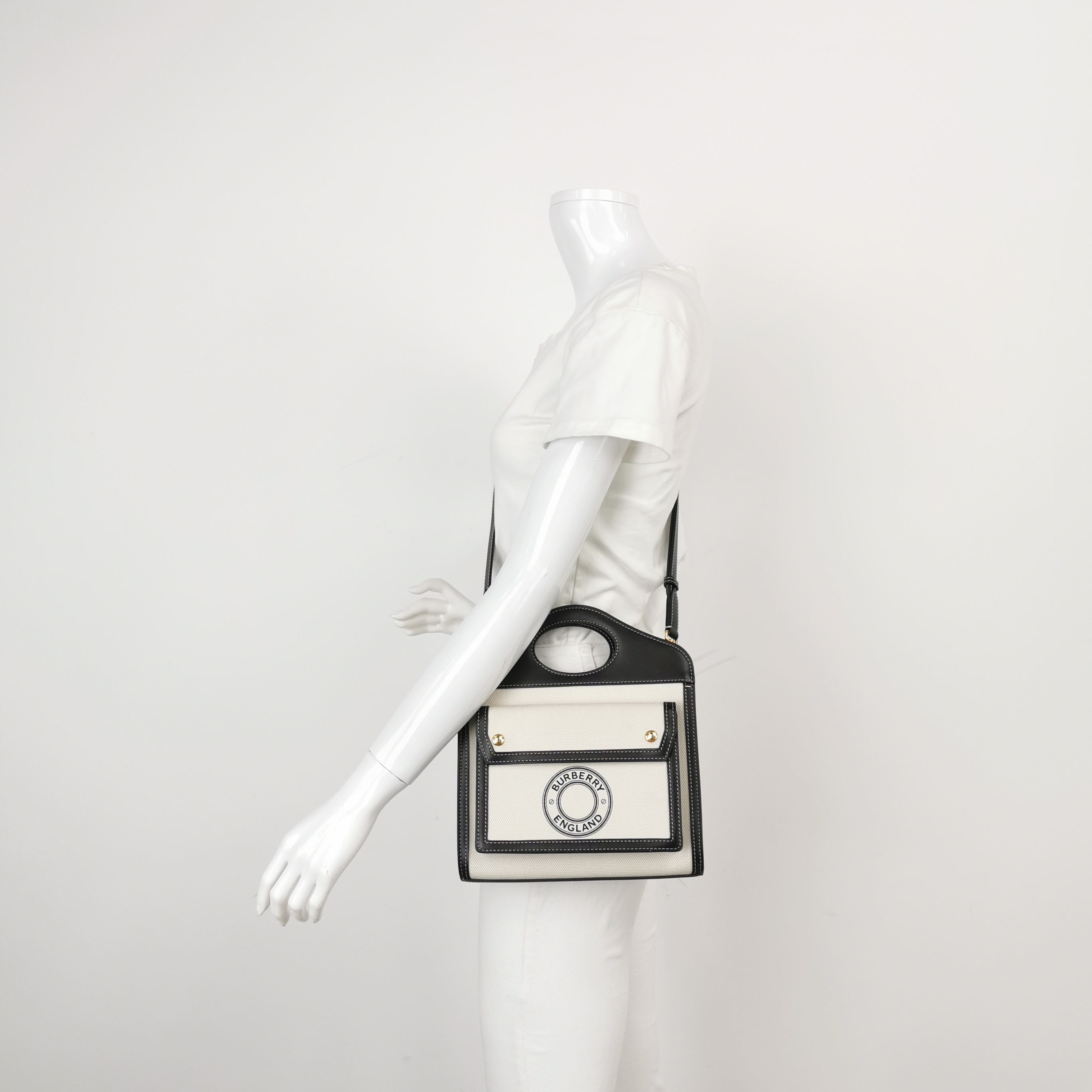 Burberry Logo Pocket Tote Canvas with Leather Mini — alternate view