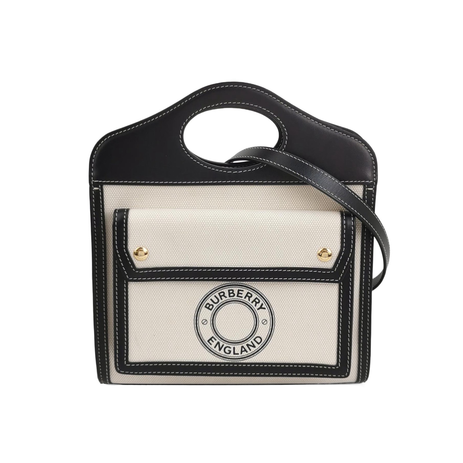 Burberry Logo Pocket Tote Canvas with Leather Mini — photo 1 of 14