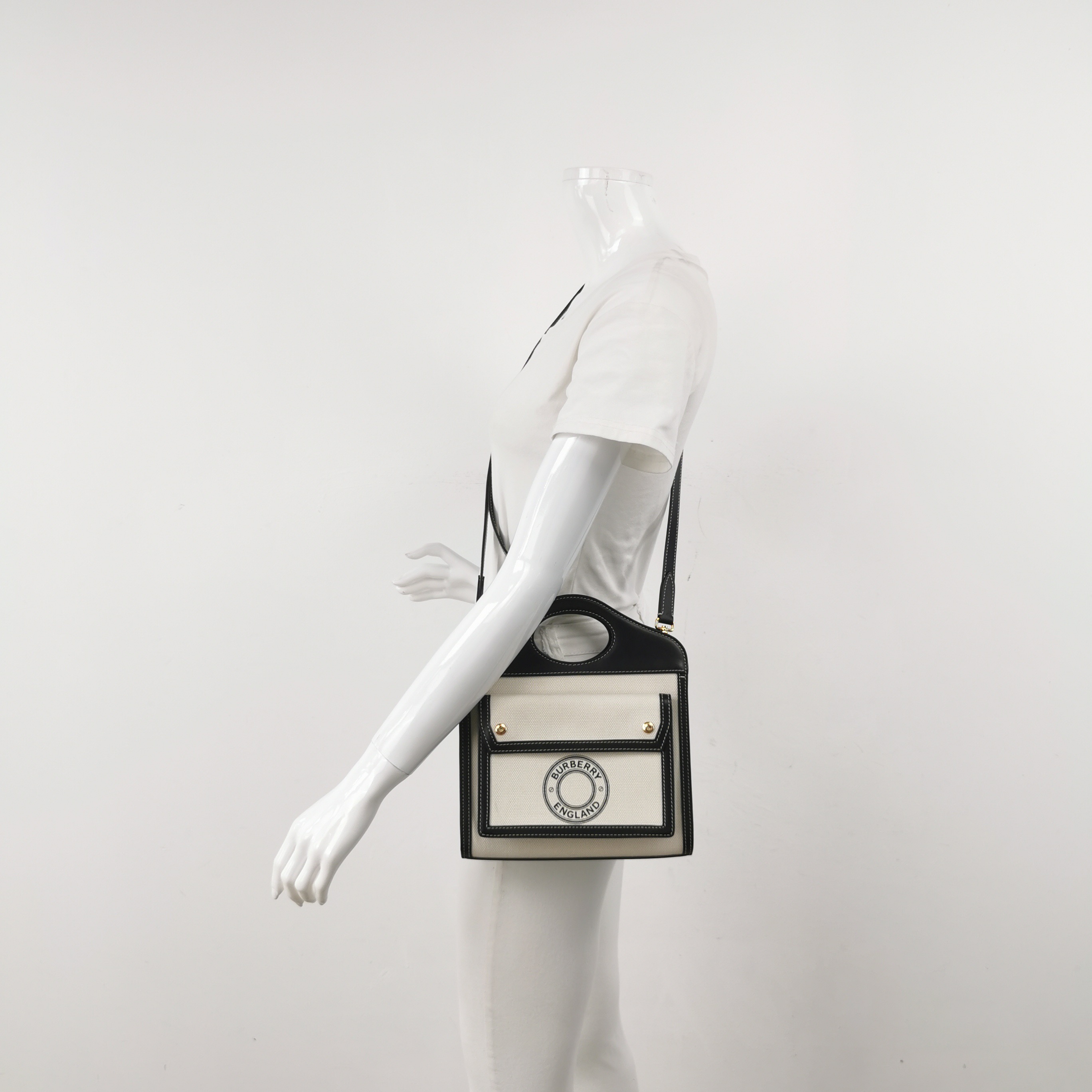 Burberry Logo Pocket Tote Canvas with Leather Mini — alternate view