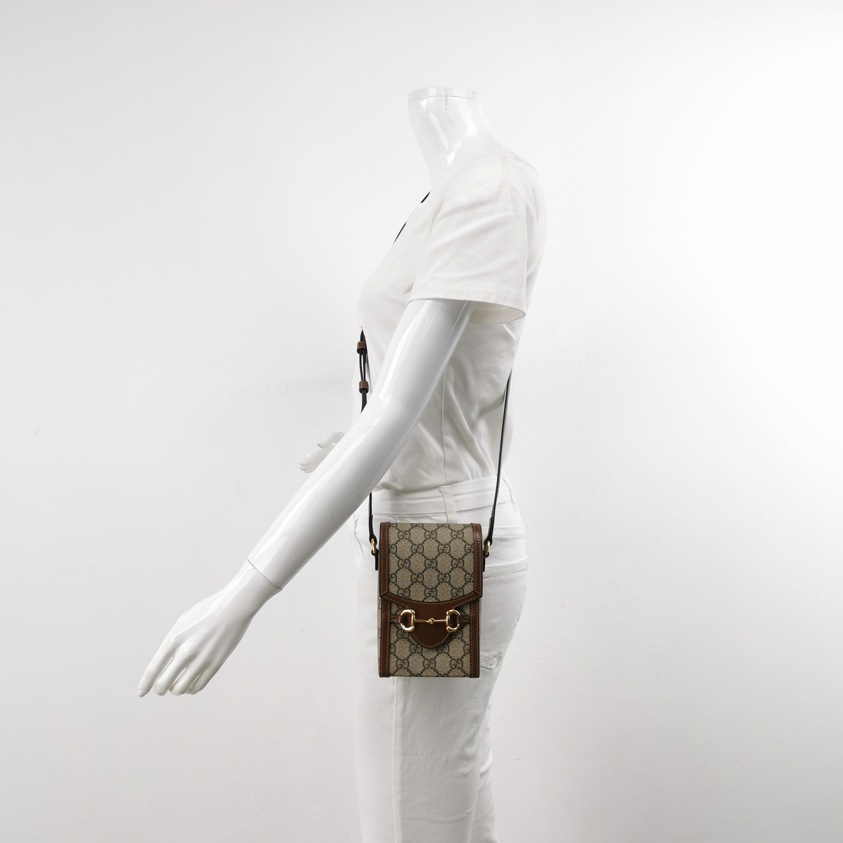 Gucci Horsebit 1955 Crossbody Bag GG Coated Canvas with Leather Mini — alternate view