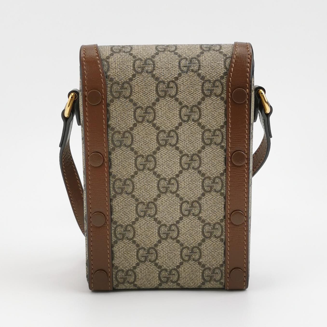 Gucci Horsebit 1955 Crossbody Bag GG Coated Canvas with Leather Mini