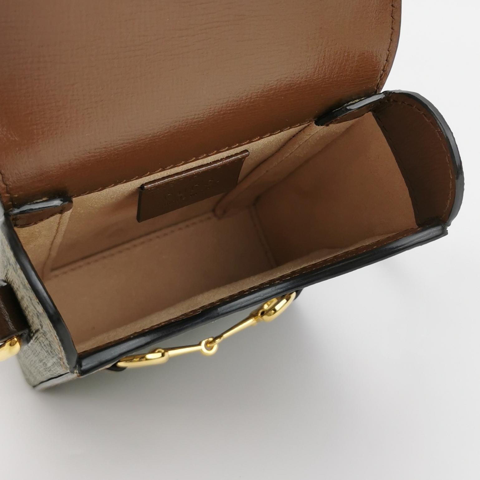 Gucci Horsebit 1955 Crossbody Bag GG Coated Canvas with Leather Mini