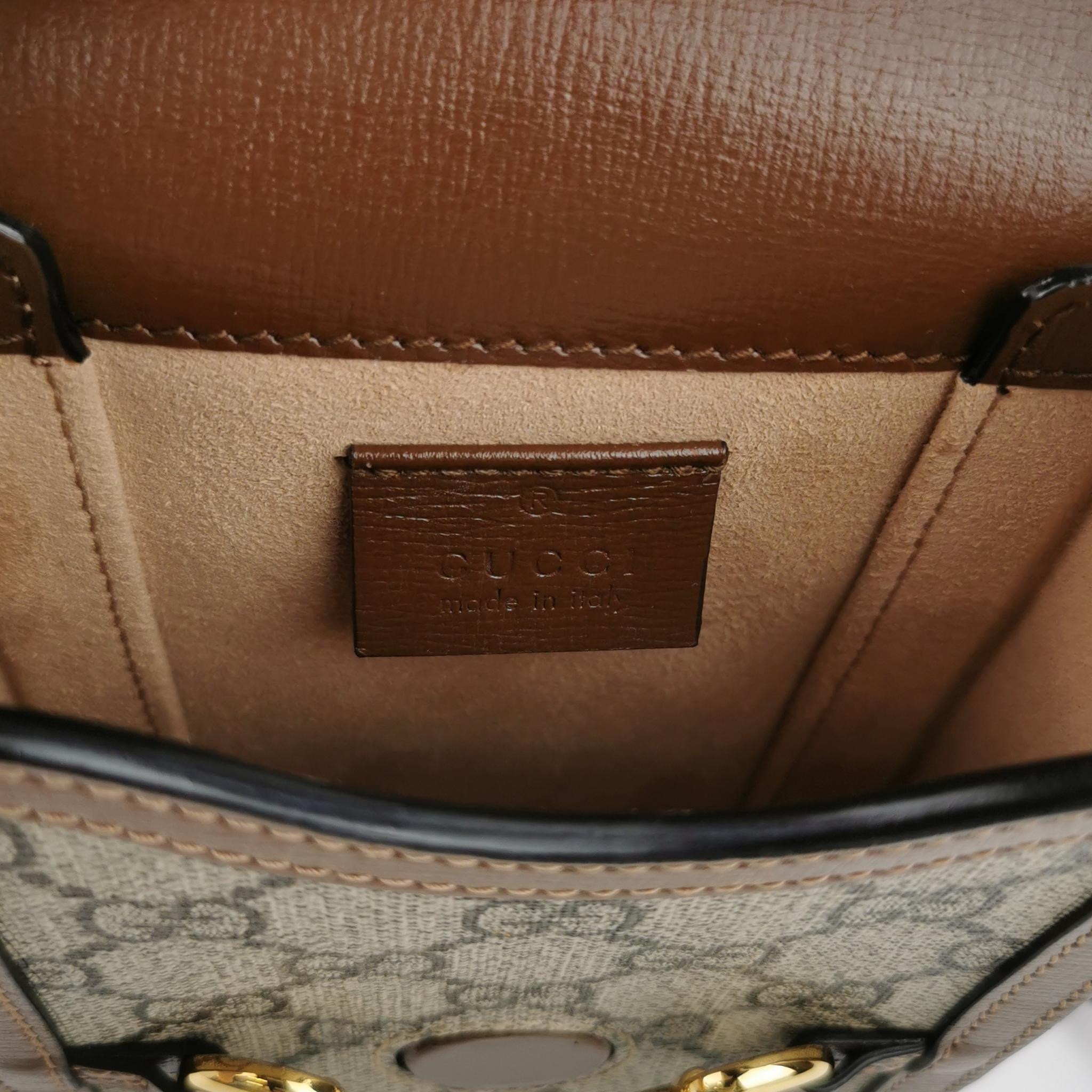 Gucci Horsebit 1955 Crossbody Bag GG Coated Canvas with Leather Mini